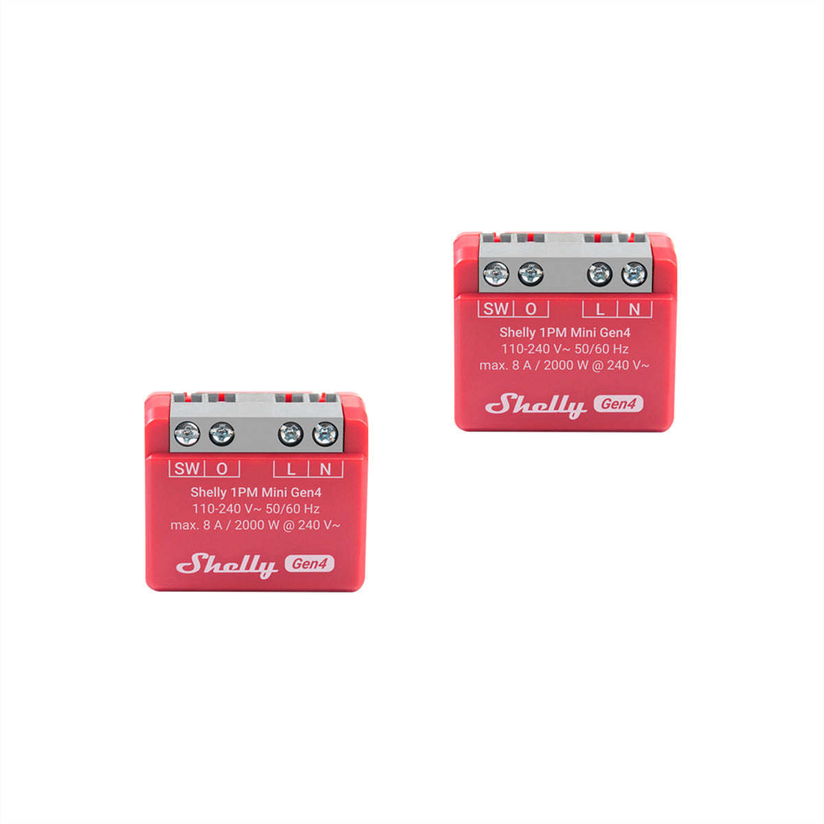 Shelly 1PM Mini Gen4 – Schaltaktor – WLAN, Bluetooth, Zigbee, Matter, Energieüberwachung, 8 A – 2er-Set