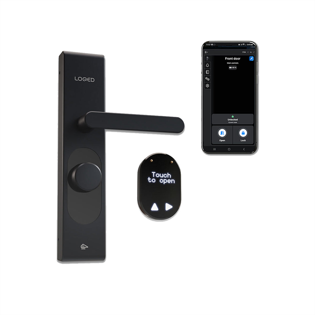 Shelly LOQED Intelligentes Türschloss – Fingerabdruck, Code, kabellos, BT 4.2, WLAN, Automatische Verriegelung