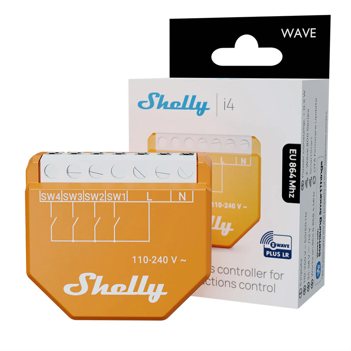 Shelly Wave i4 – Zubehör – Eingangslesegerät, Z-Wave Long Range, 4 Eingänge