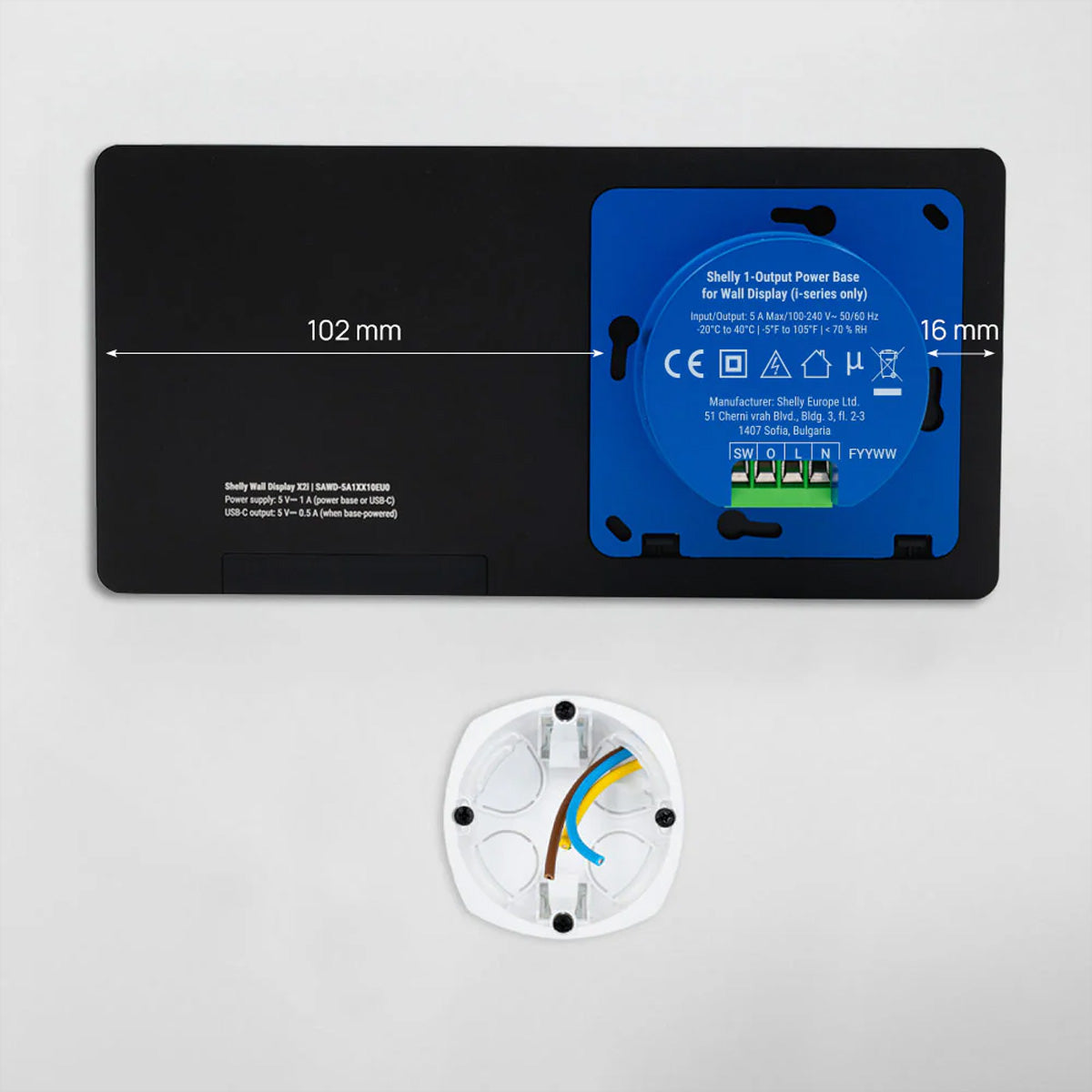 Shelly Wall Display X2i – Smart-Display – 6,95" Touch-Farbdisplay, Leistungsmessung – Schwarz