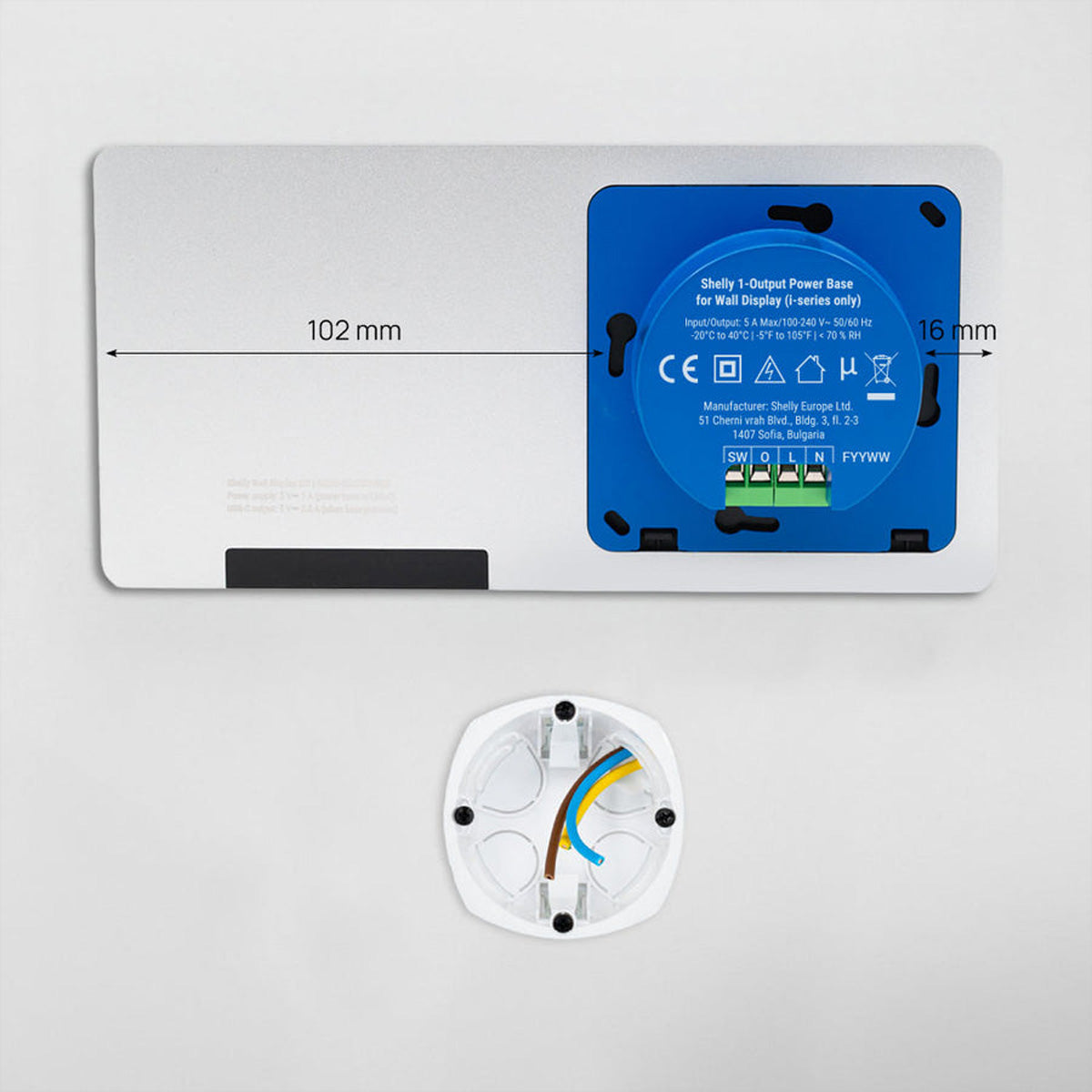 Shelly Wall Display X2i – Smart Display – 6,95" Farbdisplay, Energiemessung, WLAN & Bluetooth 5.0 – Silber