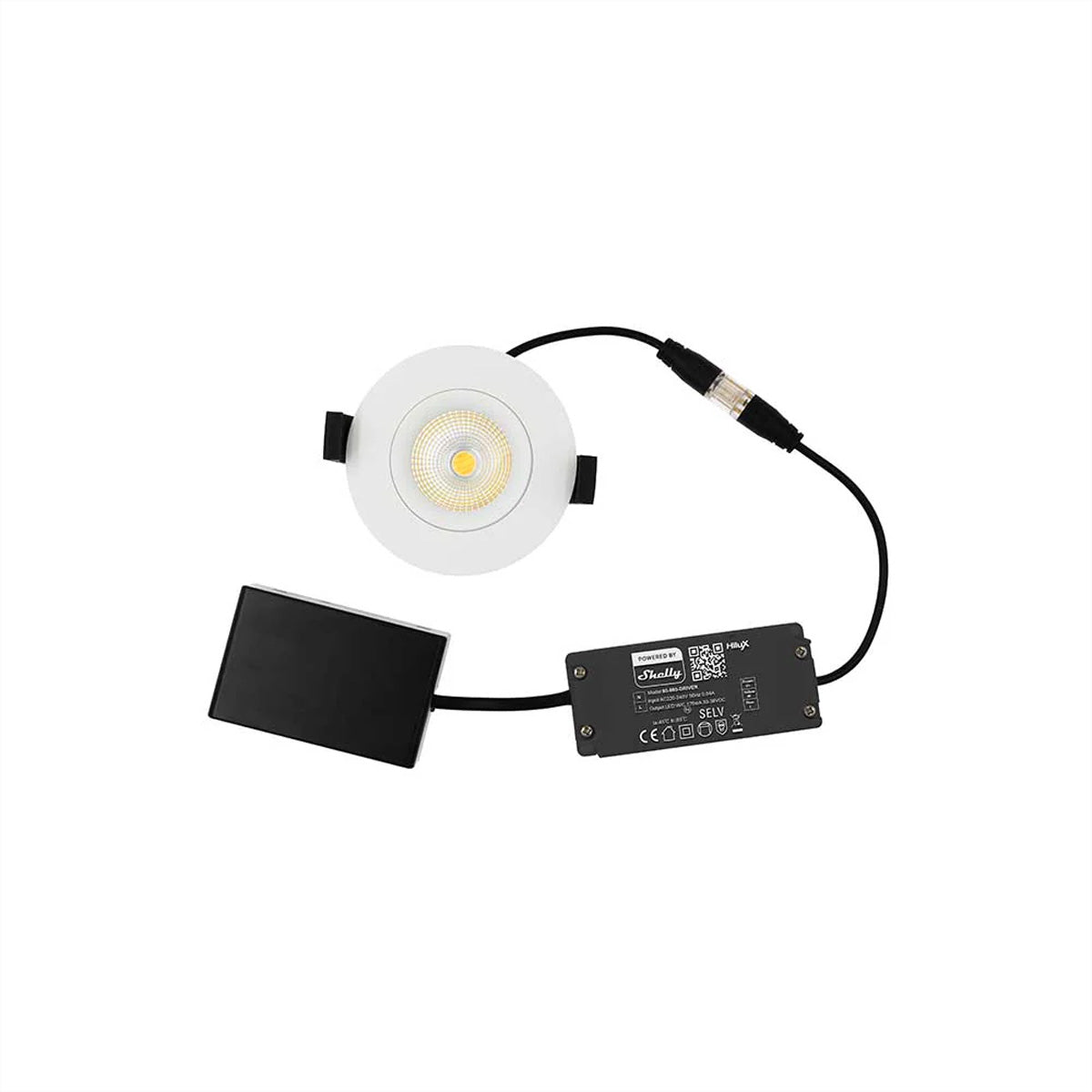 Shelly Deckenleuchte Hilux DS8 – 9,0 × 3,9 cm, 600 lm, 2200–6000 K, WiFi/BT, für Shelly BLU, IP44, weiss
