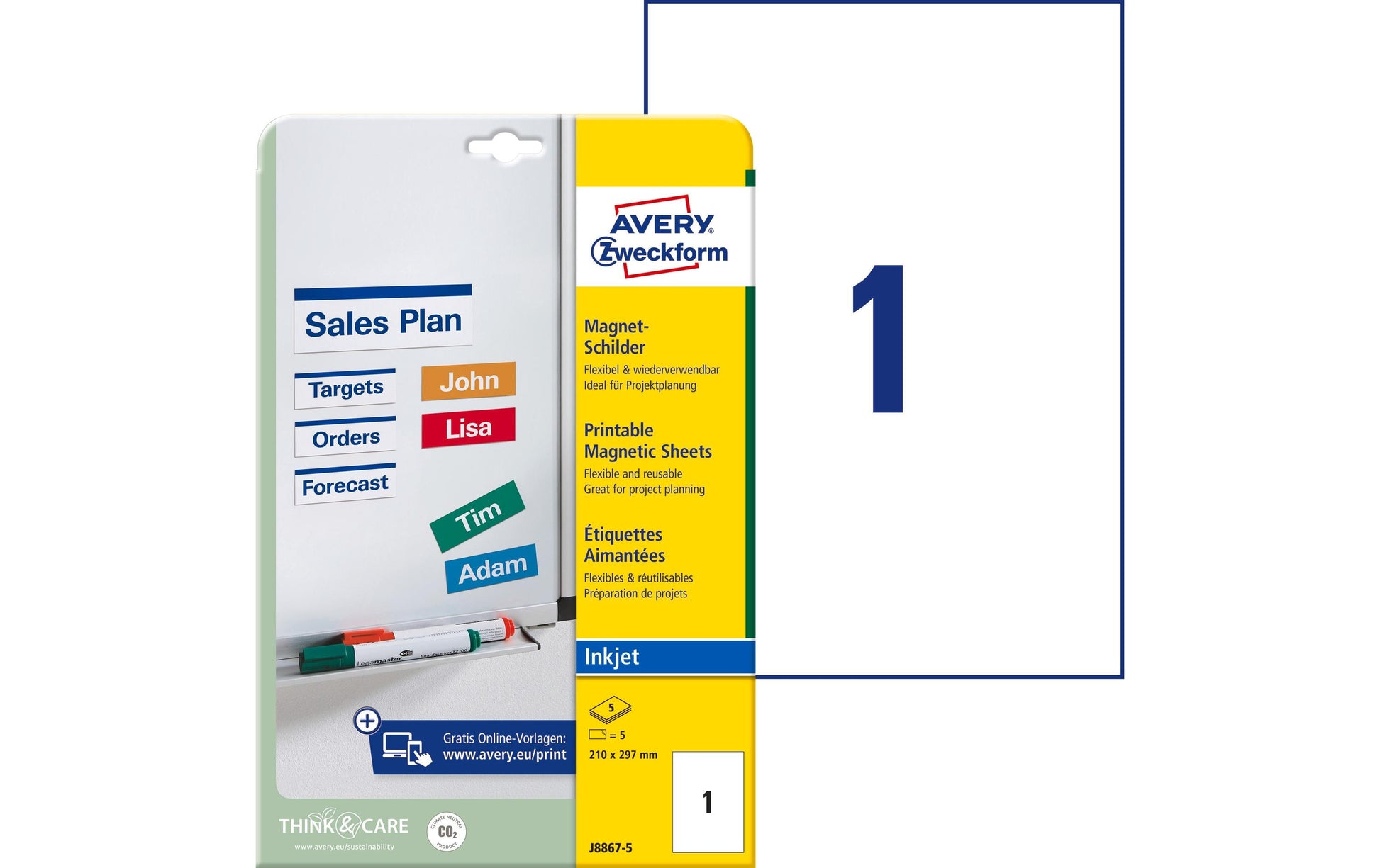 Avery Selbstklebende Etiketten, weiss, 5 Stück