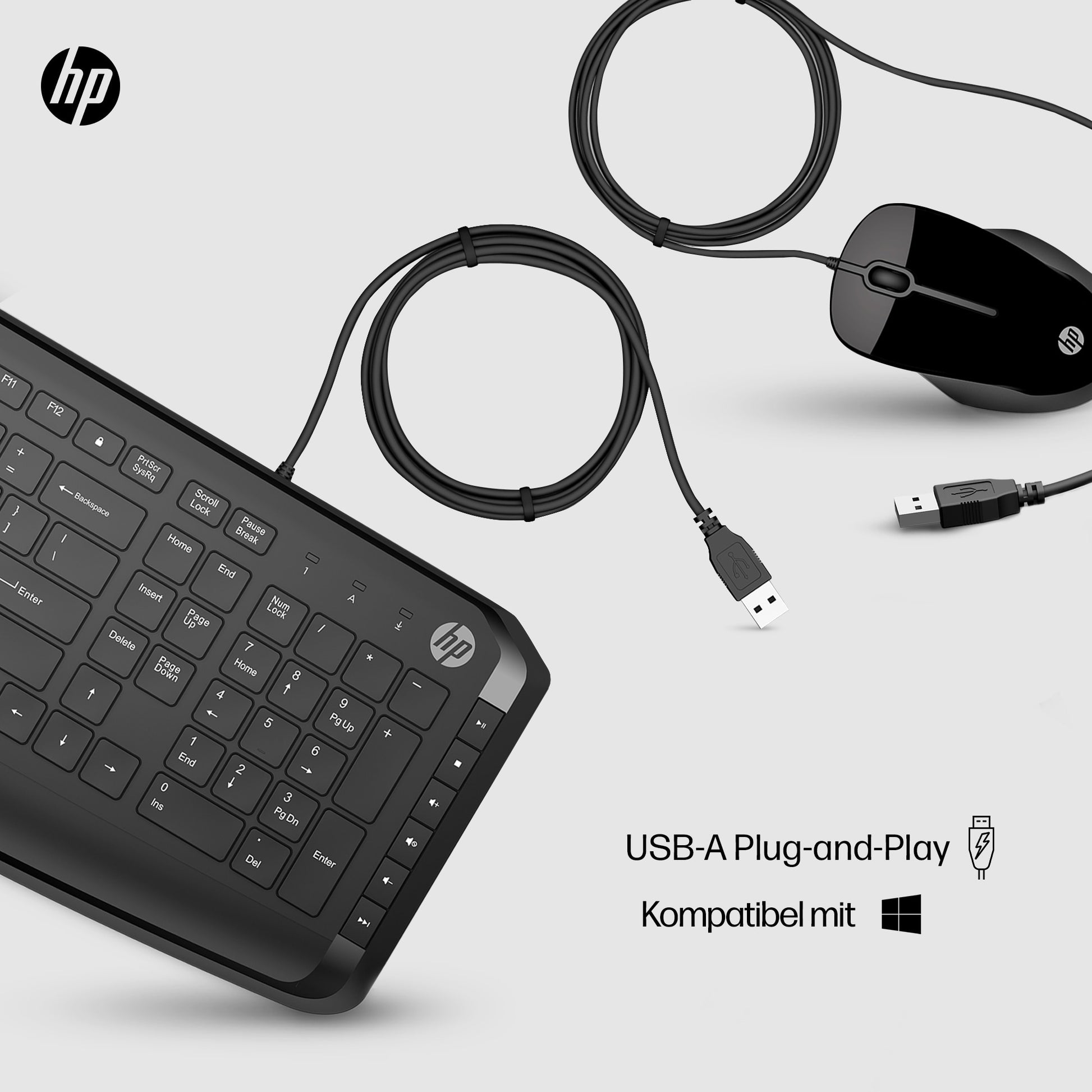 HP Pavilion 200 – Tastatur- und Maus-Set – Kabelgebunden – QWERTZ (DE) – Schwarz