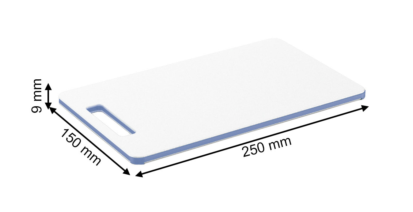 Rotho Schneidebrett Caruba – 15 × 0.9 × 25 cm – Kunststoff – Blau – mit Henkel, Antirutschfüssen