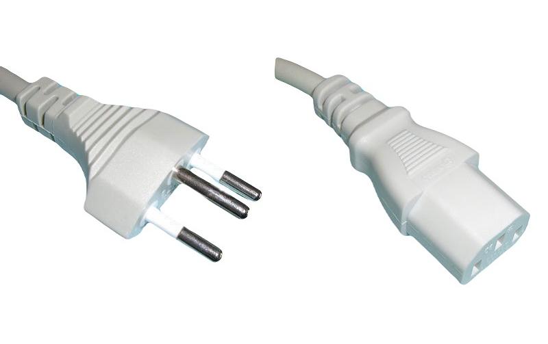 Diggelmann Netzkabel, T12 auf IEC C13, 250 V, 5 m, Weiss