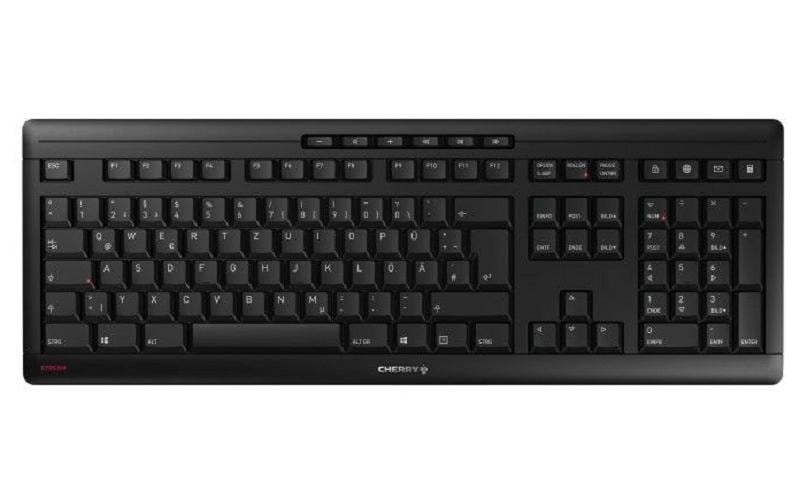 Cherry Stream Wireless – Tastatur, kabellos (2,4 GHz), kabelgebunden (USB-A), CH-Layout (DE-CH), Fullsize (mit Ziffernblock)