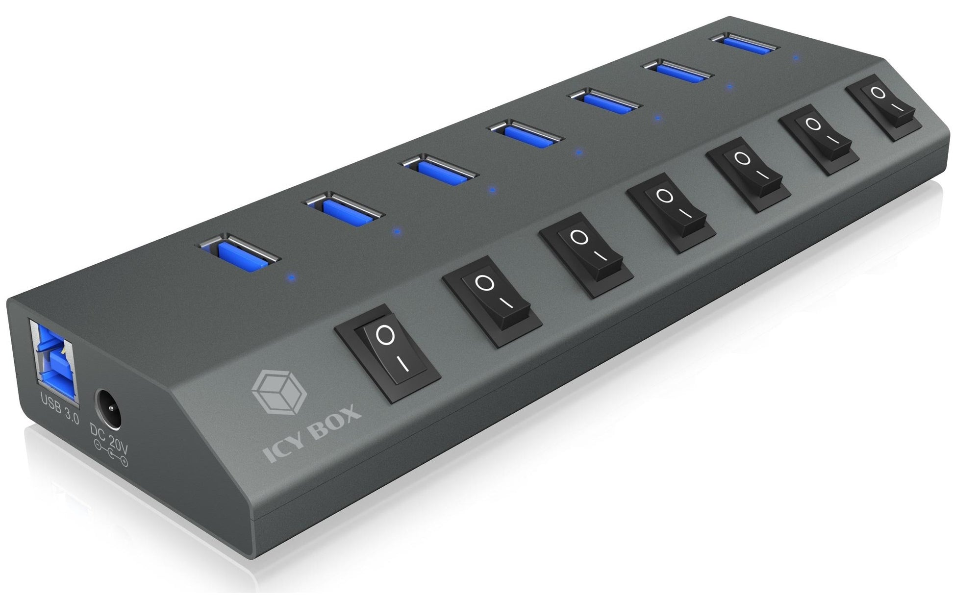 ICY BOX IB-HUB1701-C3 USB-Hub – 7× USB-A, für Windows/Mac