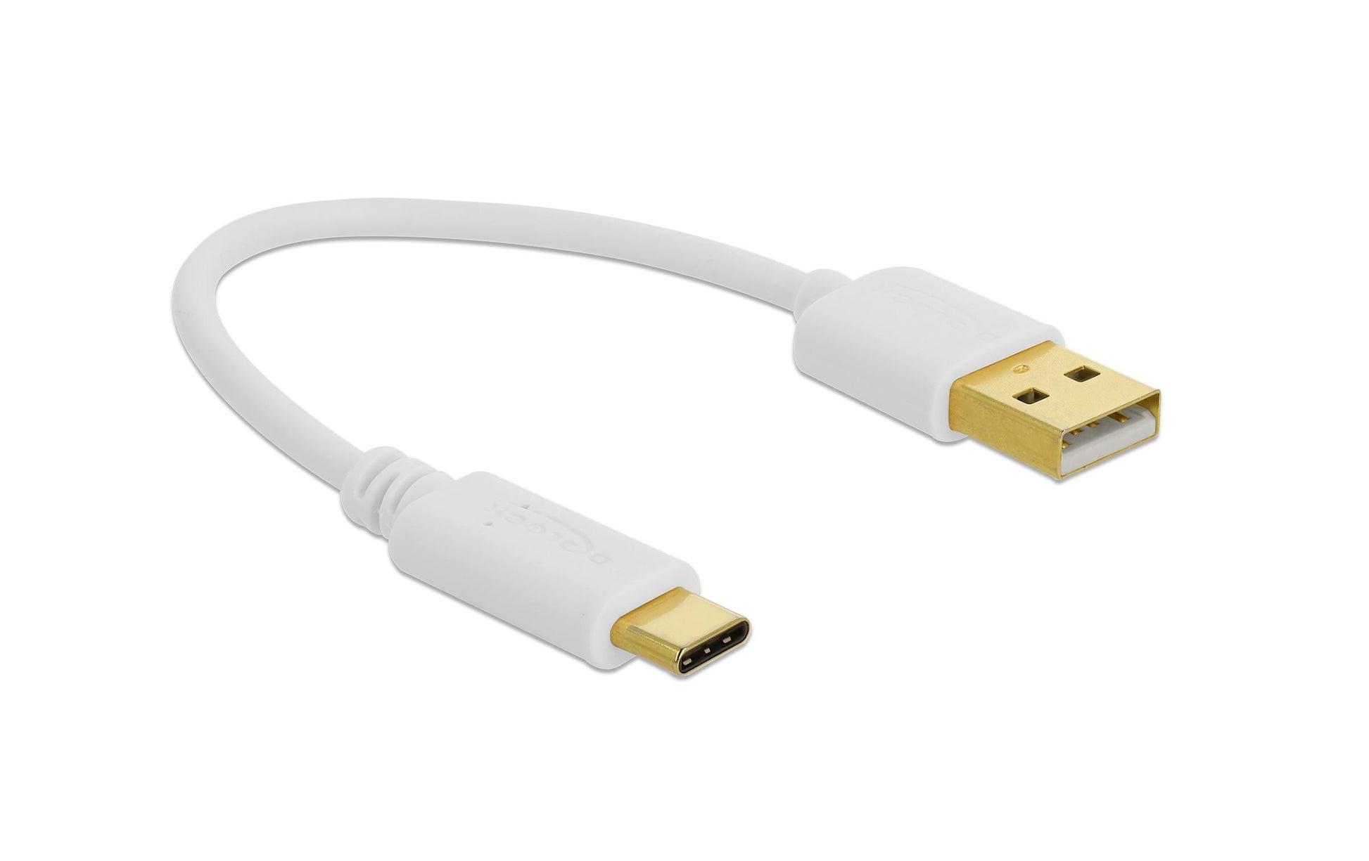 DeLOCK USB-A auf USB-C Kabel – 0,15 m – Goldstecker – Weiss