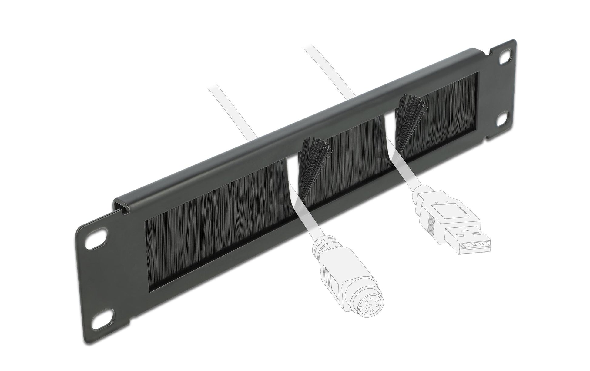 DeLOCK 66287 Bürstenleiste – 19", 1U, Metall, Schwarz, 254×44,2×10 mm