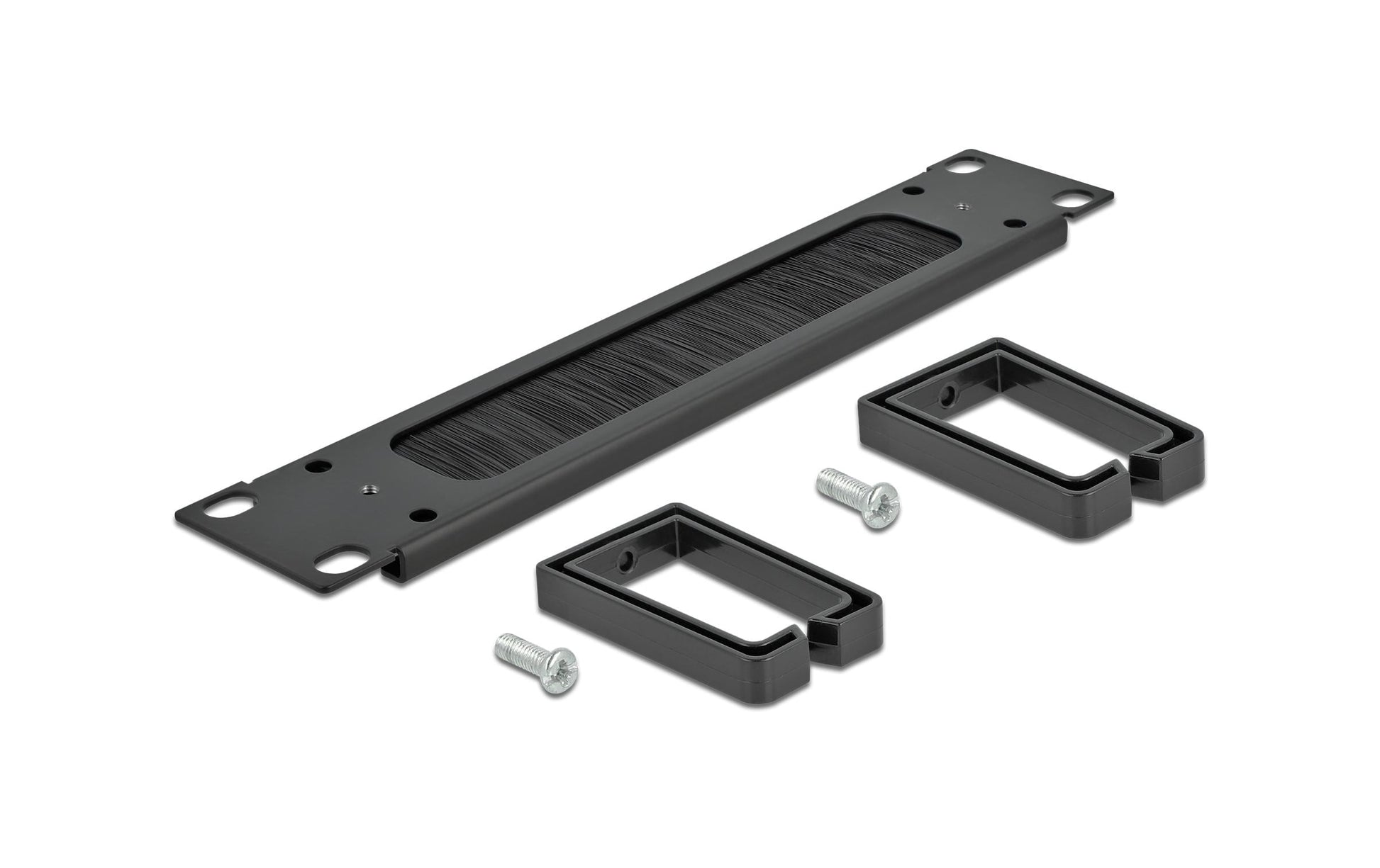 DeLOCK Kabelmanagement-Bürstenleiste 10" 1U – 2 Bügel, schwarz, B 254 × H 44 × T 77,5 mm, für 10" Rack