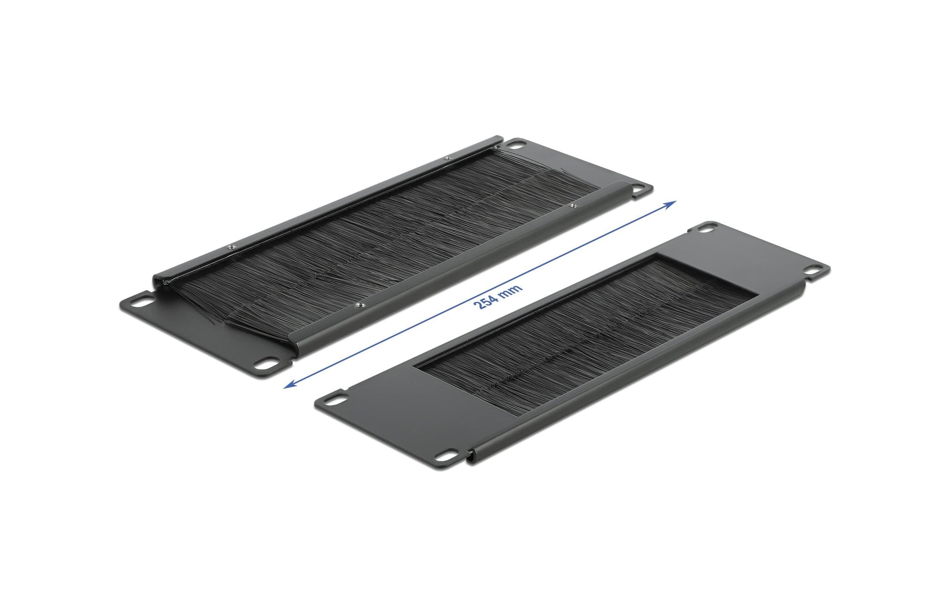 DeLOCK Kabeldurchführung – Schwarz – Metall/Nylon – für 19"-Rack (2U) – 88,5 × 10 × 254 mm