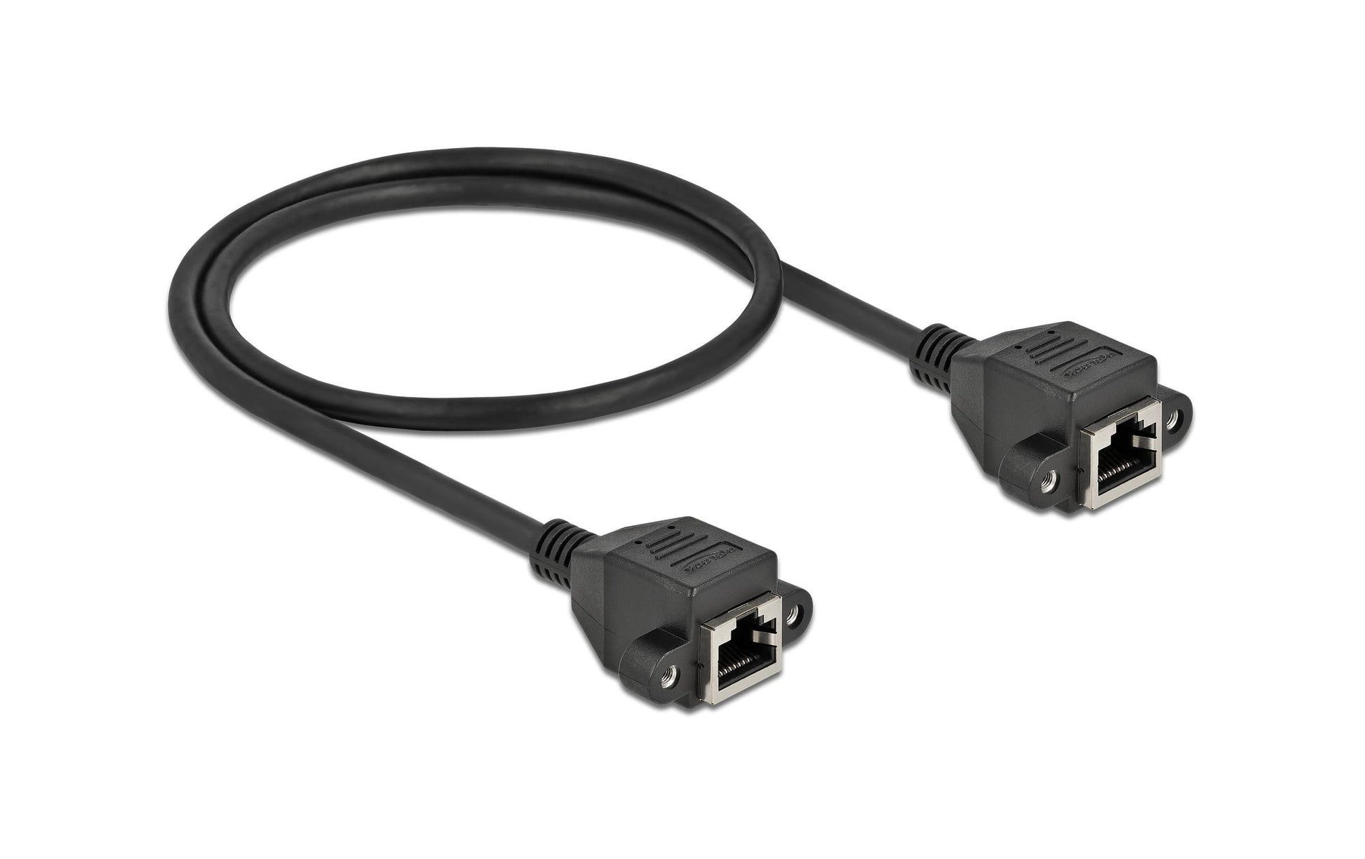 DeLOCK Verlängerungskabel Patchkabel – Cat6a S/FTP, 0,5 m, Schwarz, LSZH, RJ-45 (Buchse–Buchse)