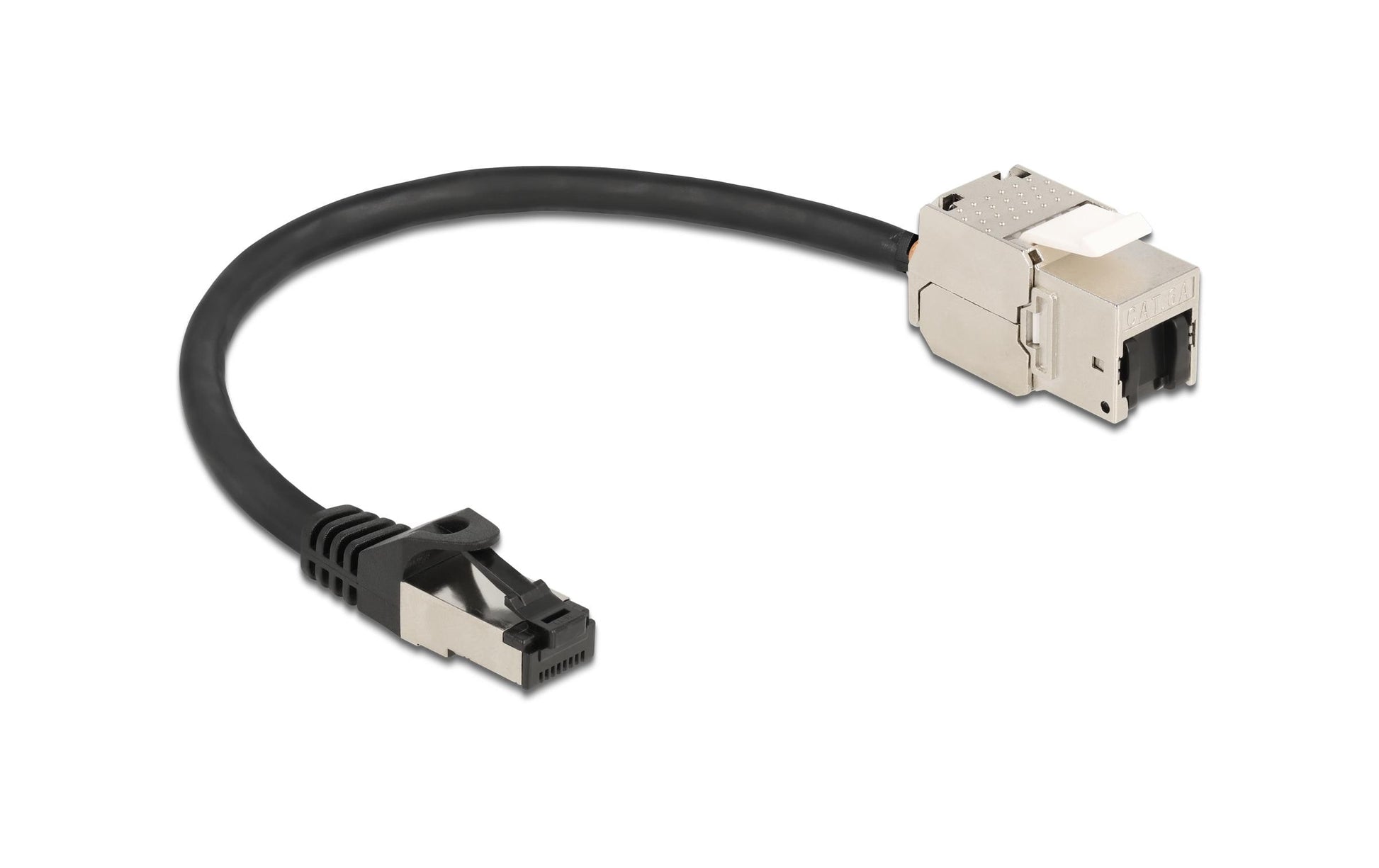 DeLOCK Patchkabel – Cat 6A S/FTP, 0,25 m, Schwarz, RJ-45