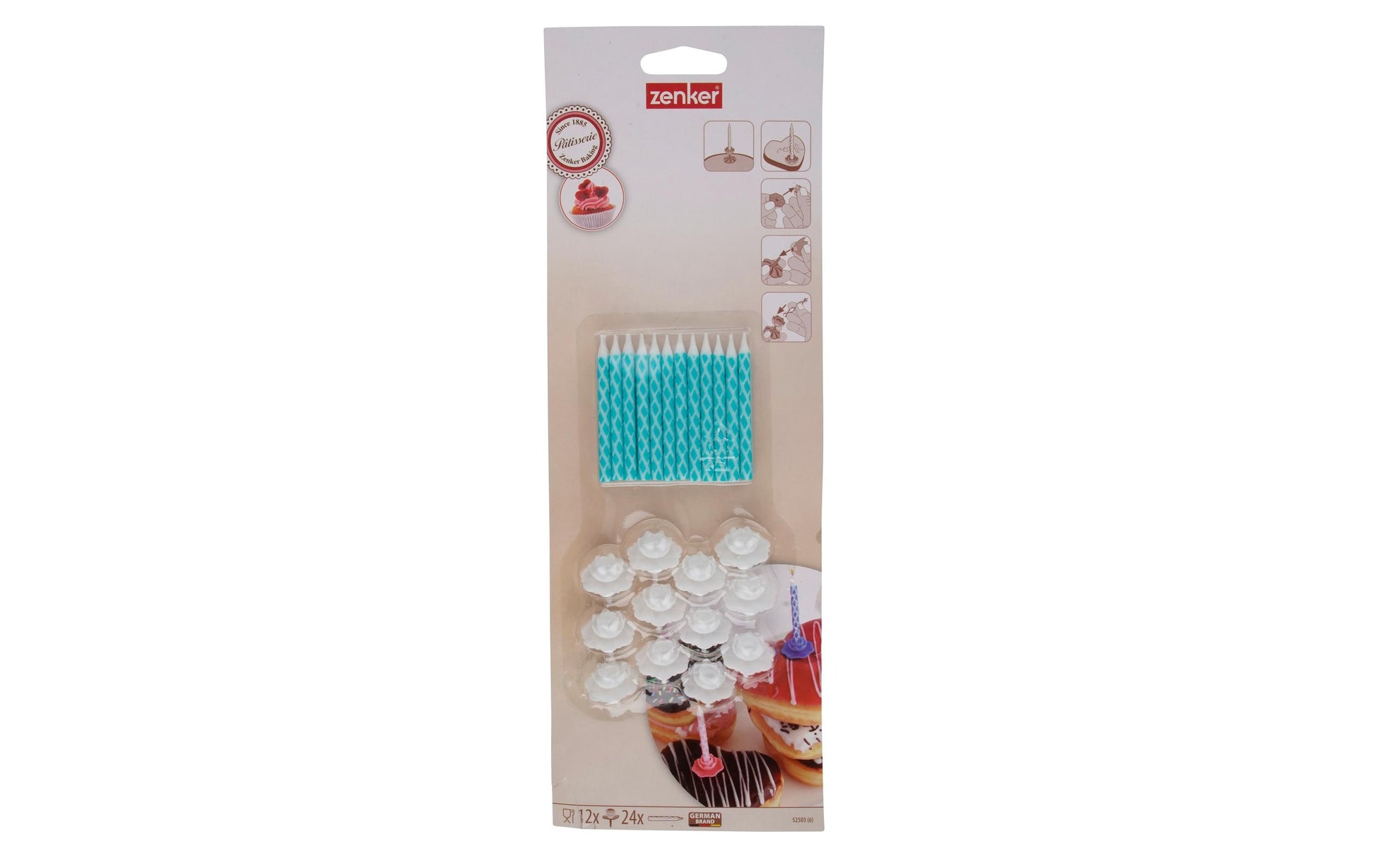 Zenker Geburtstagskerzen Kariert – Weiss – 6 cm – 36 Stk