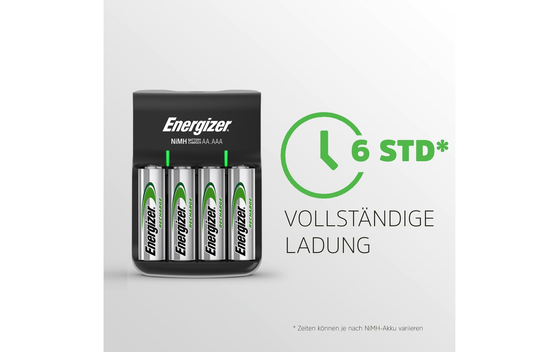 Energizer Base Charger Batterieladegerät 4× – für NiMH AA – 1300 mAh, Micro-USB