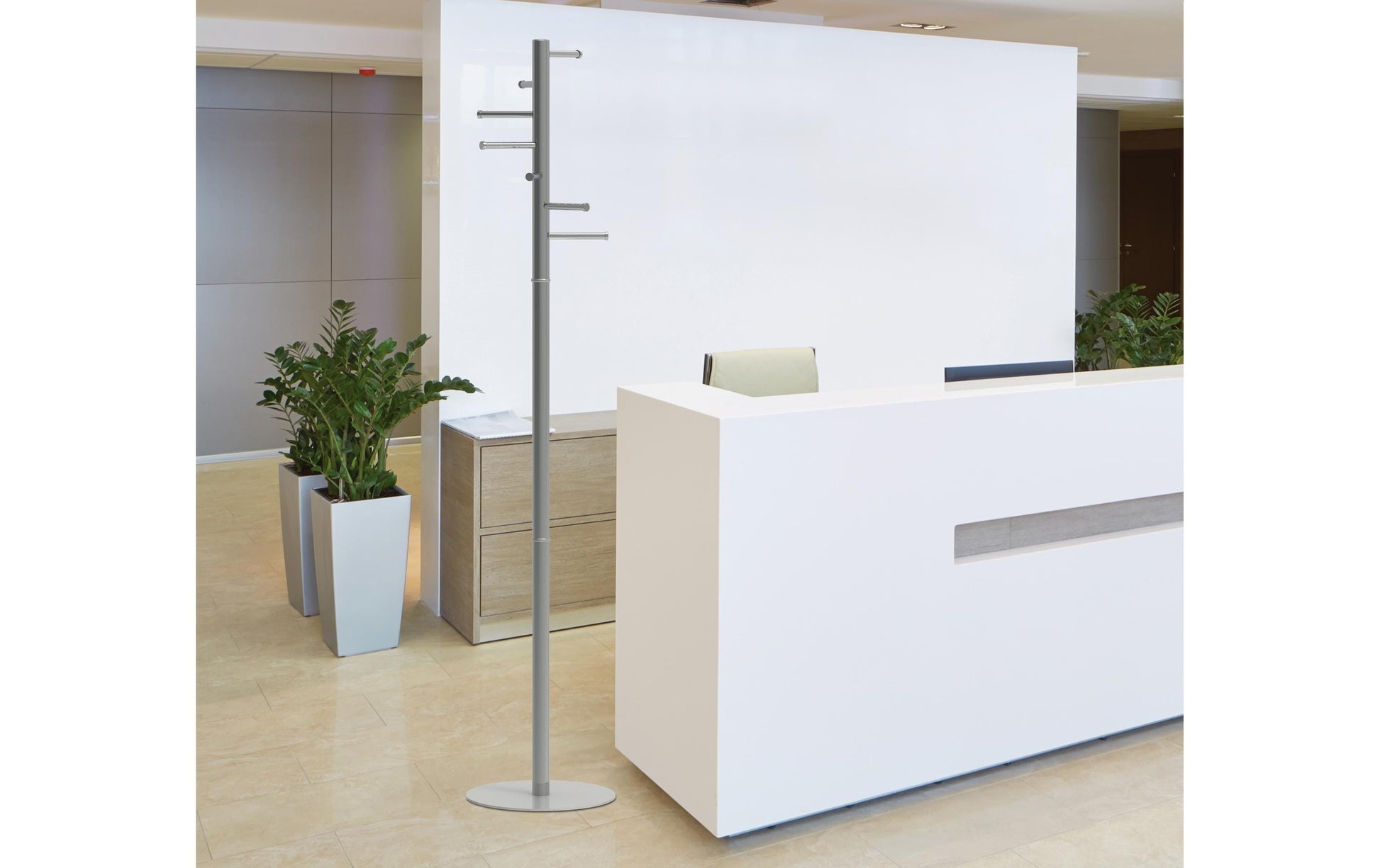 MAUL Calima Garderobenständer (7 Haken) – Stahl – Silber – 1'770 mm