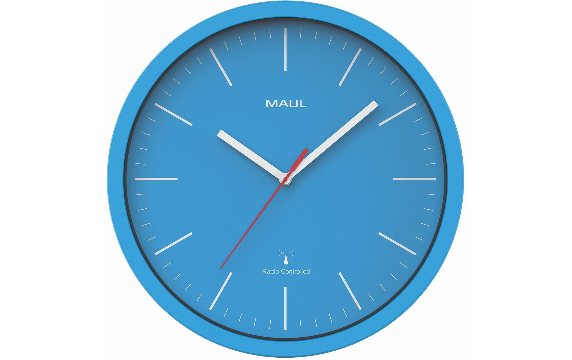 MAUL Wanduhr – Digital, Ø 30,5 cm, Blau, Kunststoff/Mineralglas