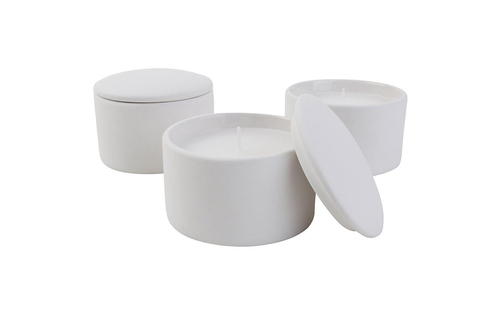 Creativ Company Keramikgefäss mit Kerze, Grau, Terracotta, 9 × 9 × 6,7 cm, 12er-Set