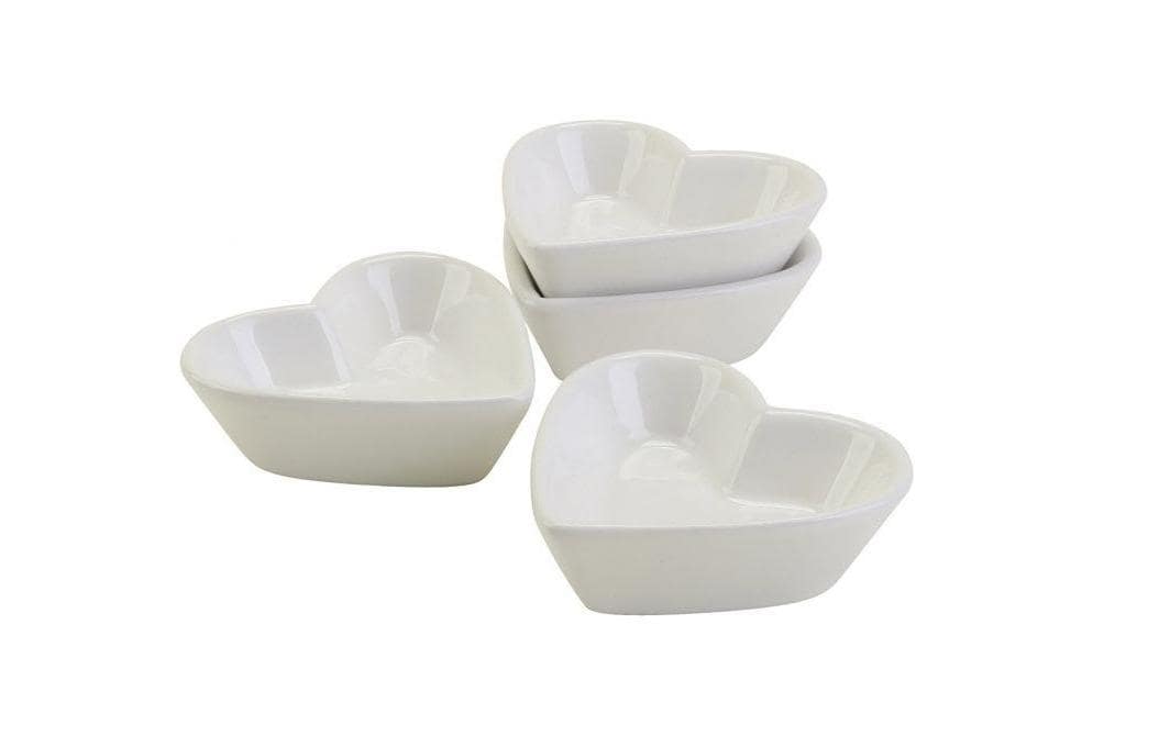 Creativ Company Keramikschalen Herzform – 12er Set, Ø 8,0 cm, Porzellan, Weiss