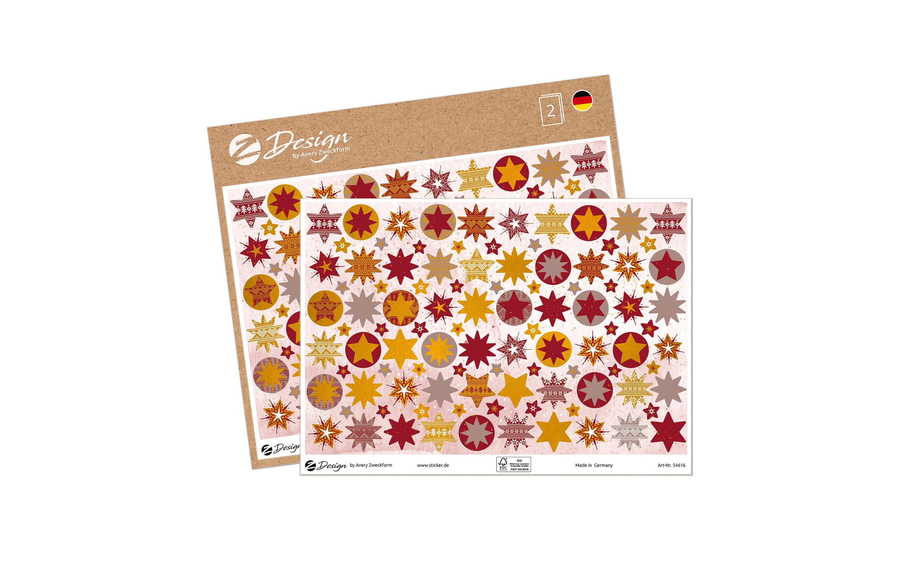 Z-design Avery Zweckform – Sticker, Weihnachten, mehrfarbig, 2 Stk, A5