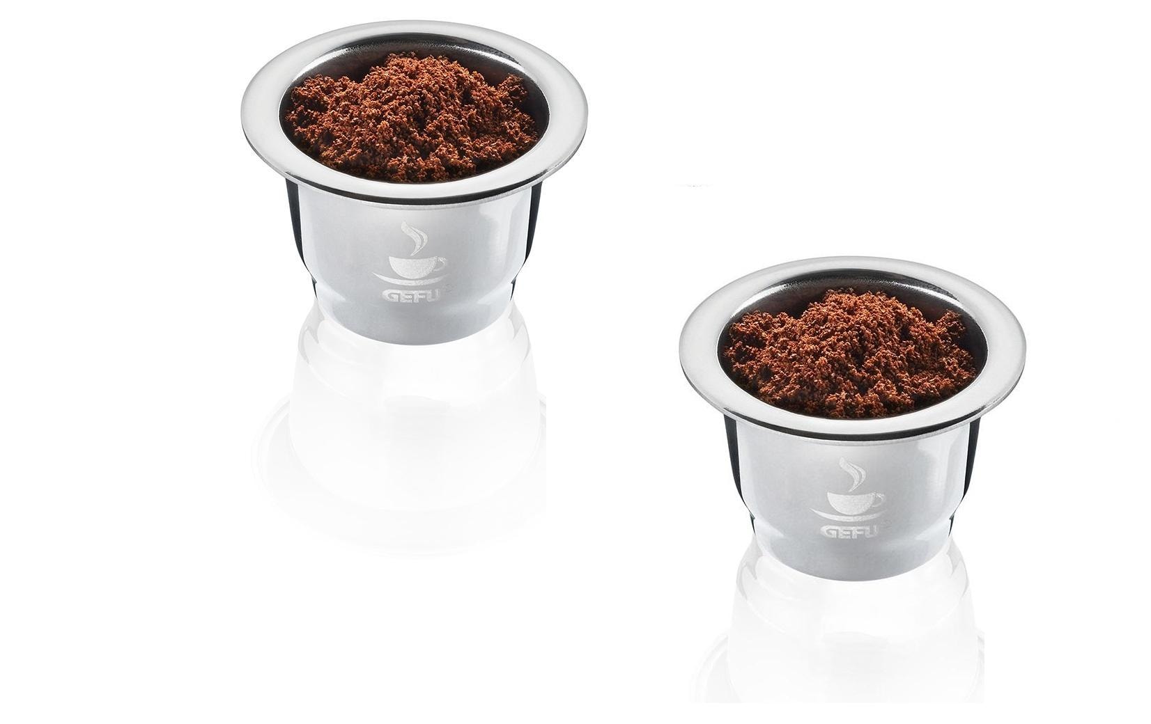 GEFU Kaffeekapseln CONSCIO – Ø 3,5 × 2,5 cm, für Nespresso-Maschinen, 2 Stk., Edelstahl, Silber