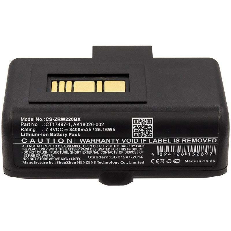 CoreParts Akku 3400 mAh 7,4 V, Li-Ion – für Zebra RW220