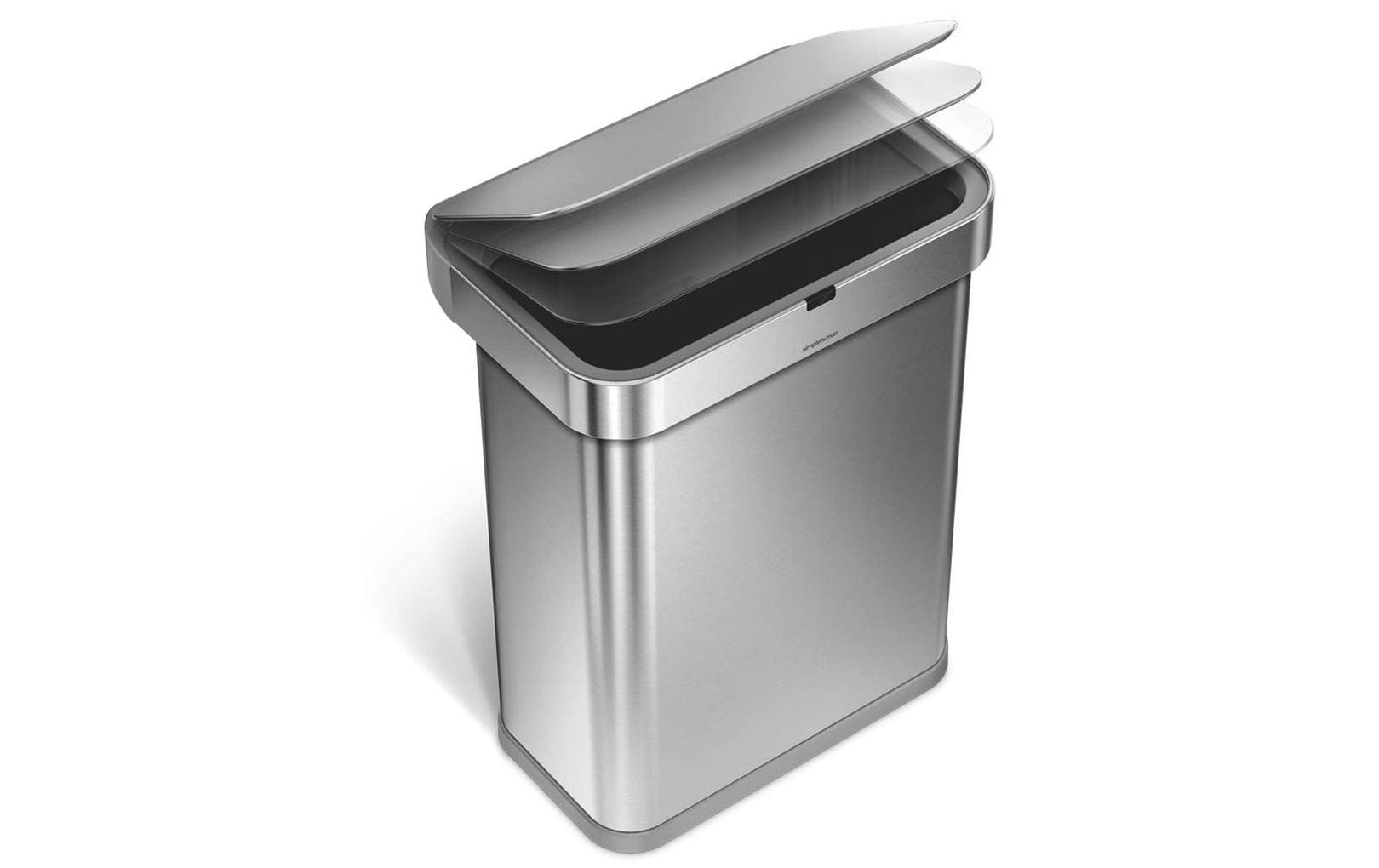 simplehuman Abfallcontainer – 58 l – Edelstahl, Silber – B × H × T 470 × 630 × 330 mm