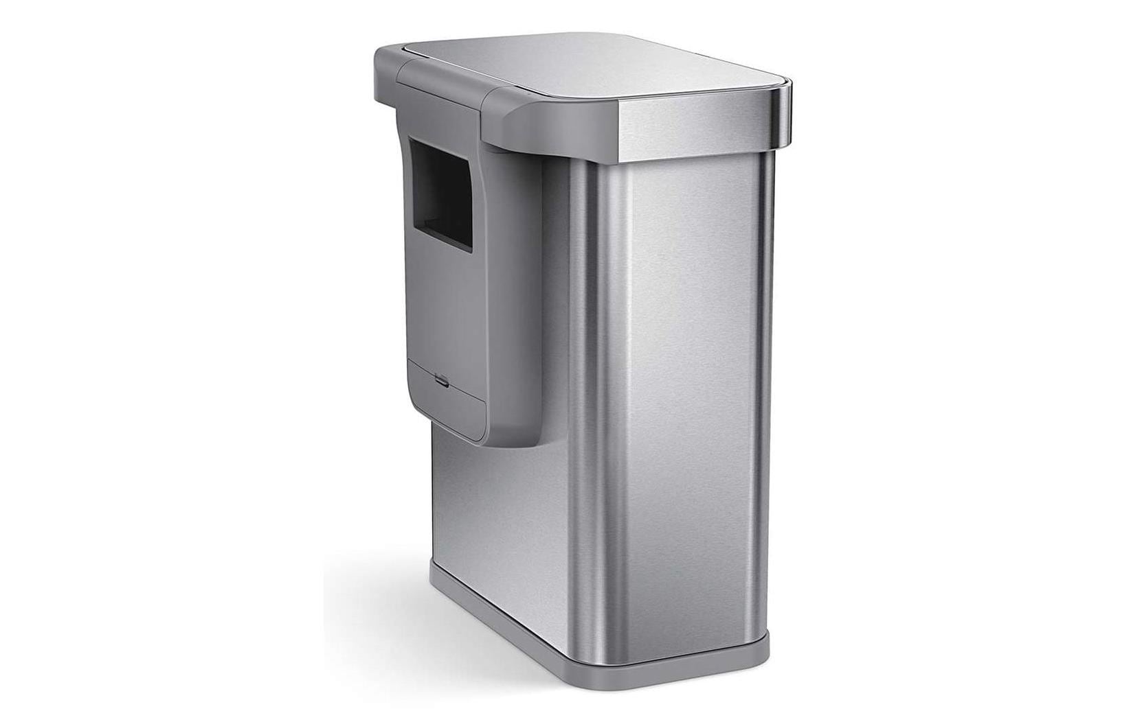simplehuman Abfallcontainer – 58 l – Edelstahl, Silber – B × H × T 470 × 630 × 330 mm