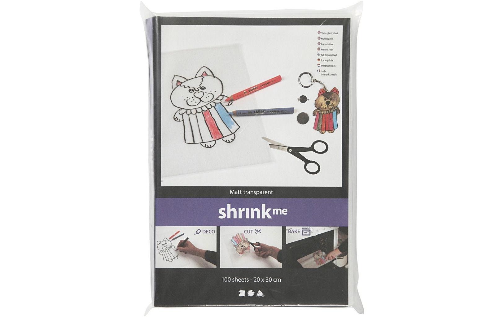 Creativ Company Schrumpffolie Transparent – matt, 20 cm × 30 cm, 300 µm, 100 Blatt