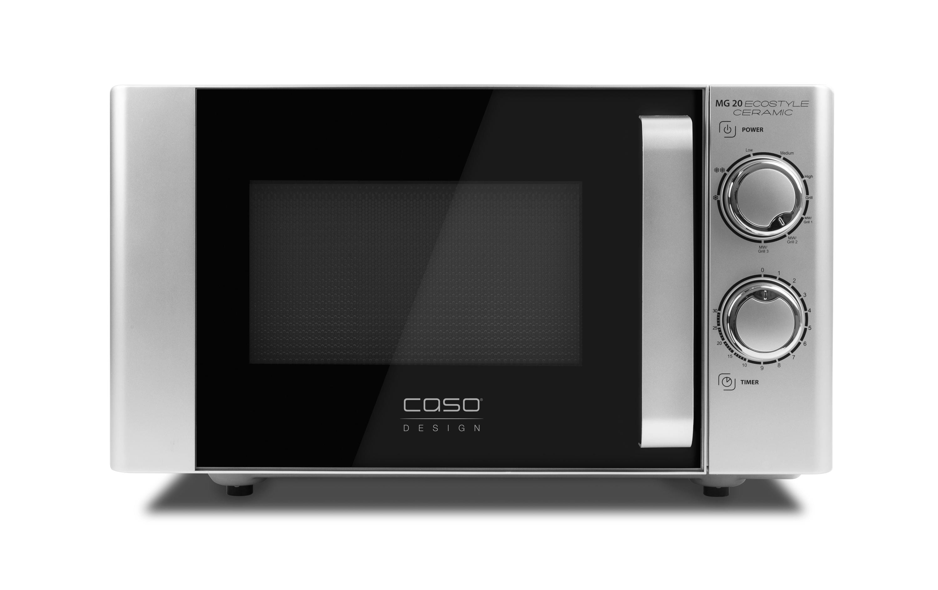 Caso Mikrowelle MG20 Ecostyle 731.3316.00 – 20 l, Grill, 700 W – schwarz/silber