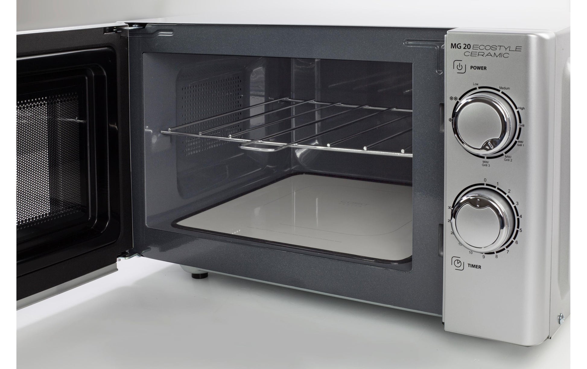 Caso Mikrowelle MG20 Ecostyle 731.3316.00 – 20 l, Grill, 700 W – schwarz/silber