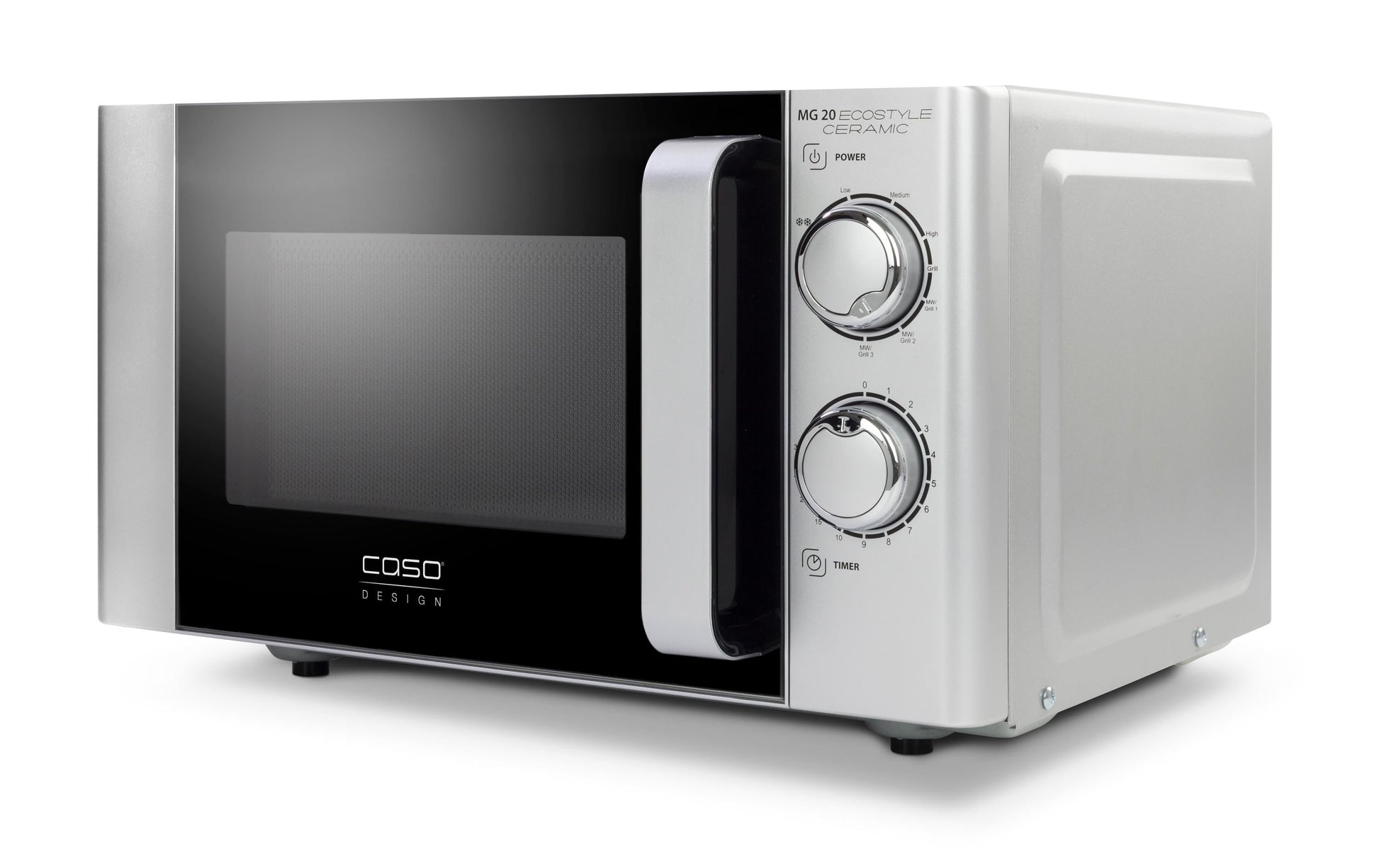 Caso Mikrowelle MG20 Ecostyle 731.3316.00 – 20 l, Grill, 700 W – schwarz/silber