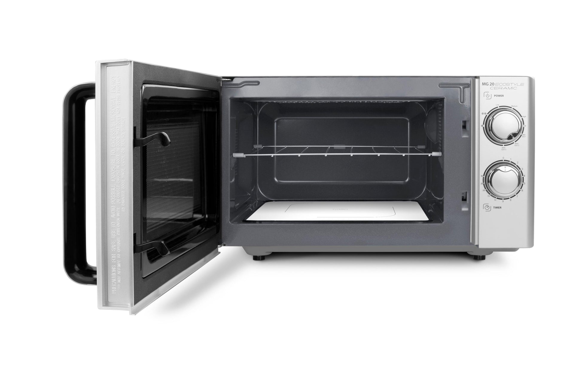 Caso Mikrowelle MG20 Ecostyle 731.3316.00 – 20 l, Grill, 700 W – schwarz/silber