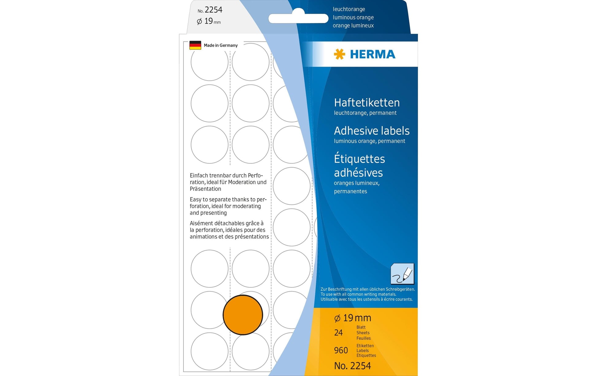 HERMA Schmucketiketten – Papier, Ø 19 mm, 960 Stk, 24 Bogen, permanent haftend