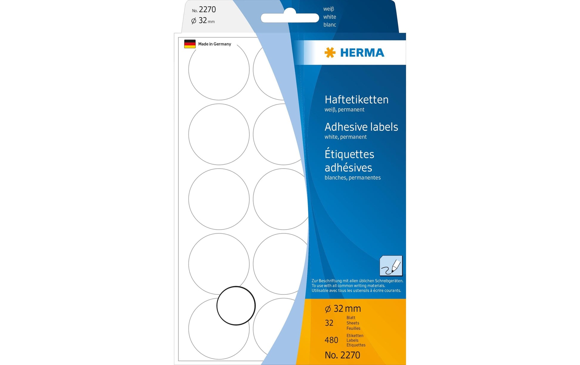 HERMA Schmucketiketten – Papier, 480 Stk, 32 Bogen, Ø 32 mm