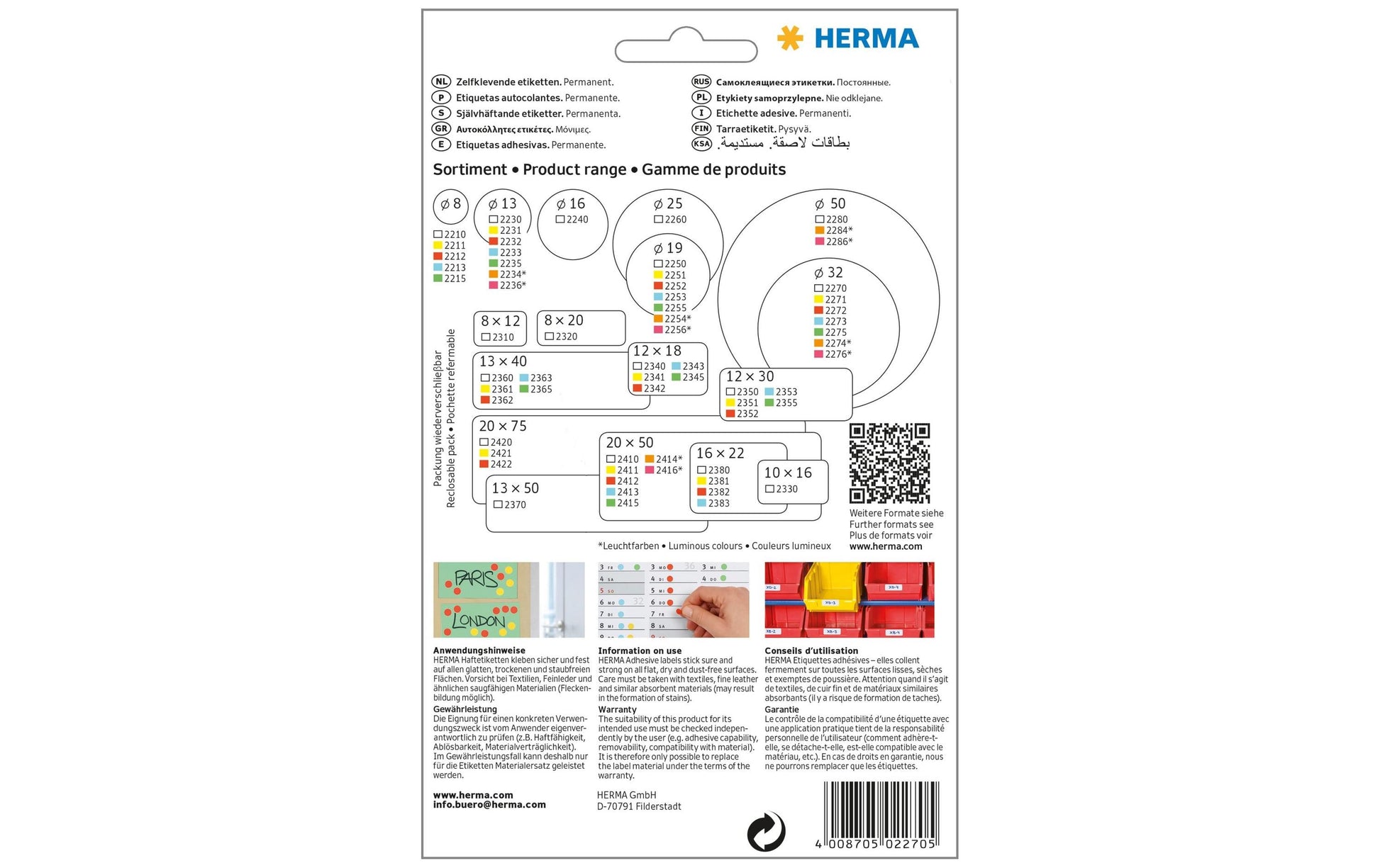 HERMA Schmucketiketten – Papier, 480 Stk, 32 Bogen, Ø 32 mm