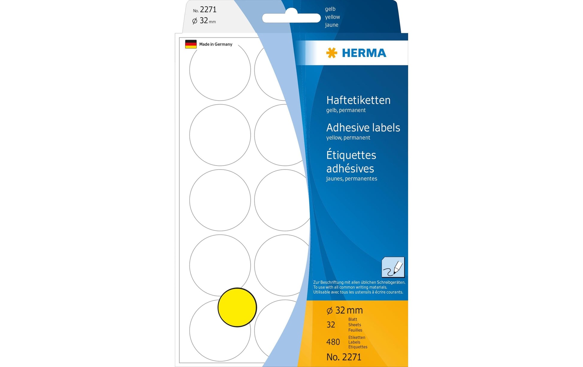 HERMA Schuletiketten – Ø 32 mm, 480 Stk, 32 Bogen, Papier, permanent haftend