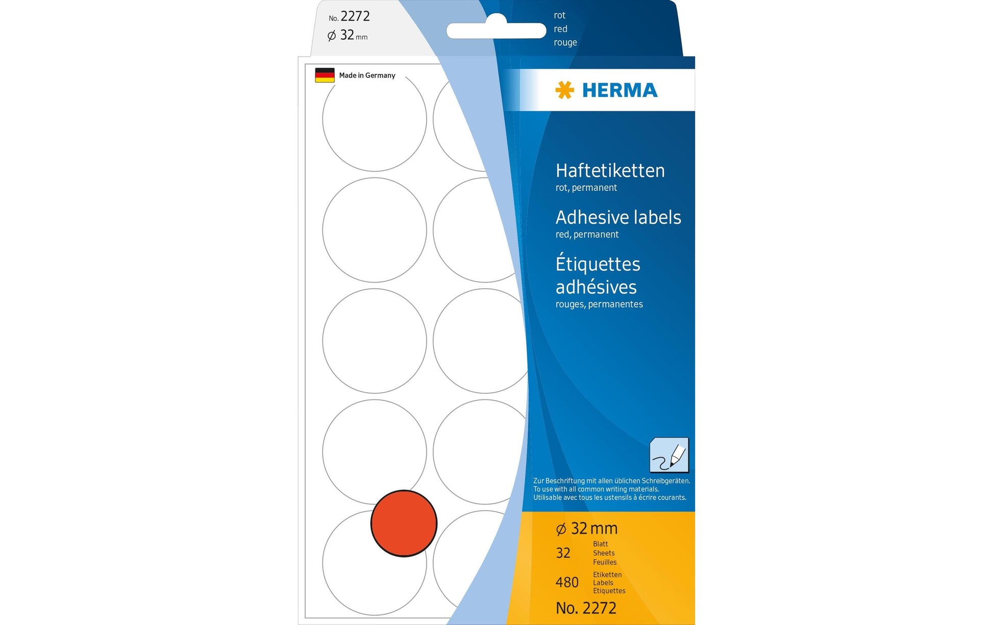 HERMA Schmucketiketten – Papier, permanent haftend, Ø 32 mm, 480 Stk, 32 Bogen
