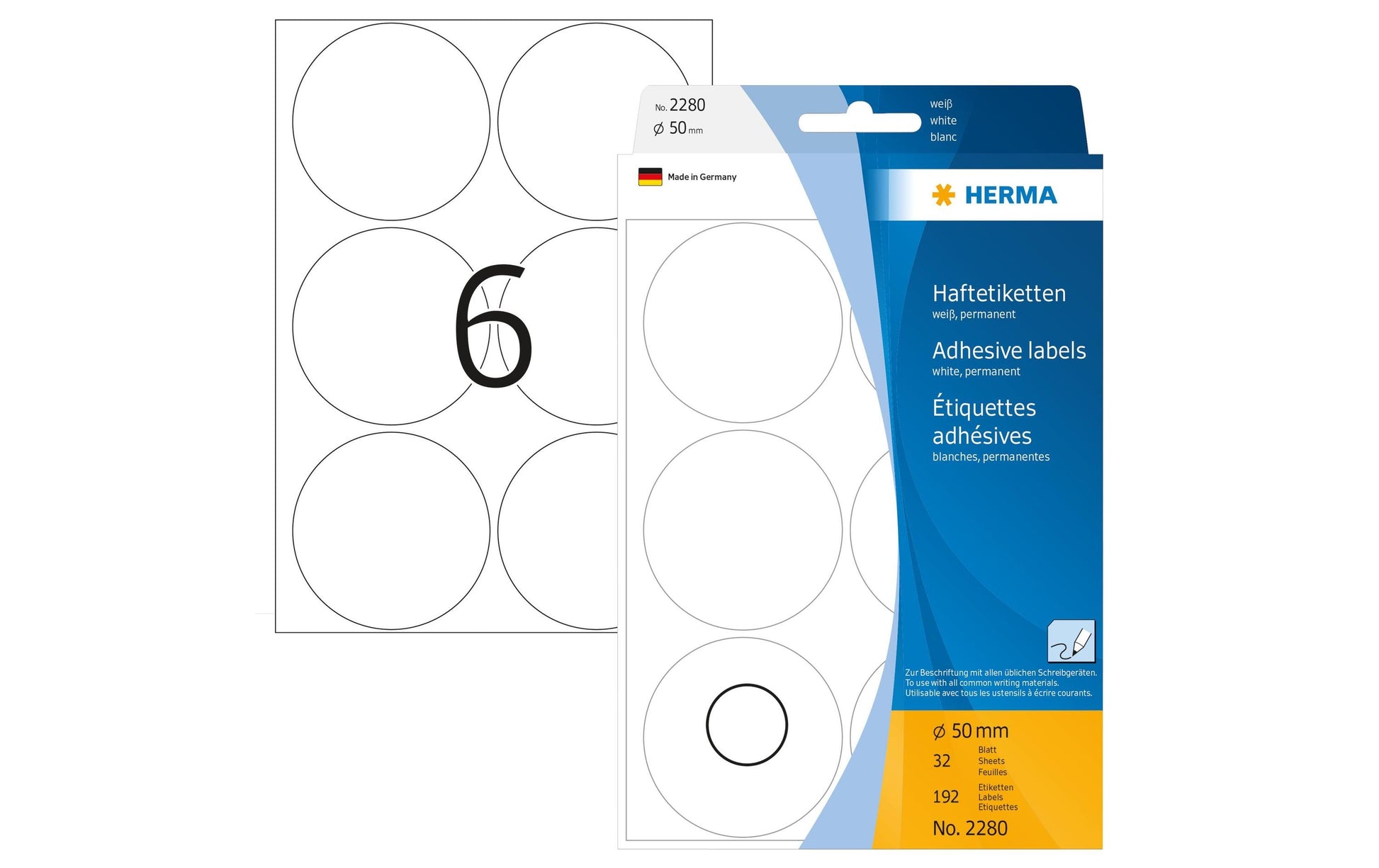 HERMA Schmucketiketten – Papier, 192 Stk, 32 Bogen, rund