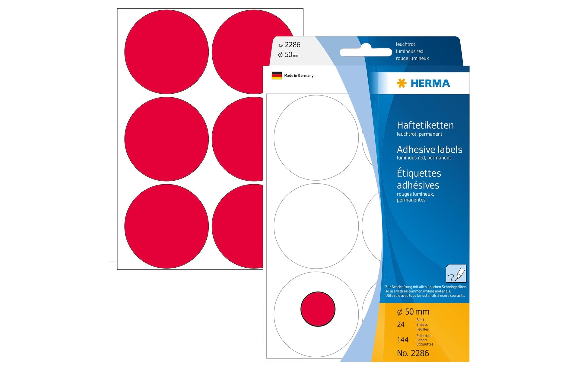 HERMA Schmucketiketten – Papier, 144 Stk, 24 Bogen, Ø 50 mm, permanent haftend