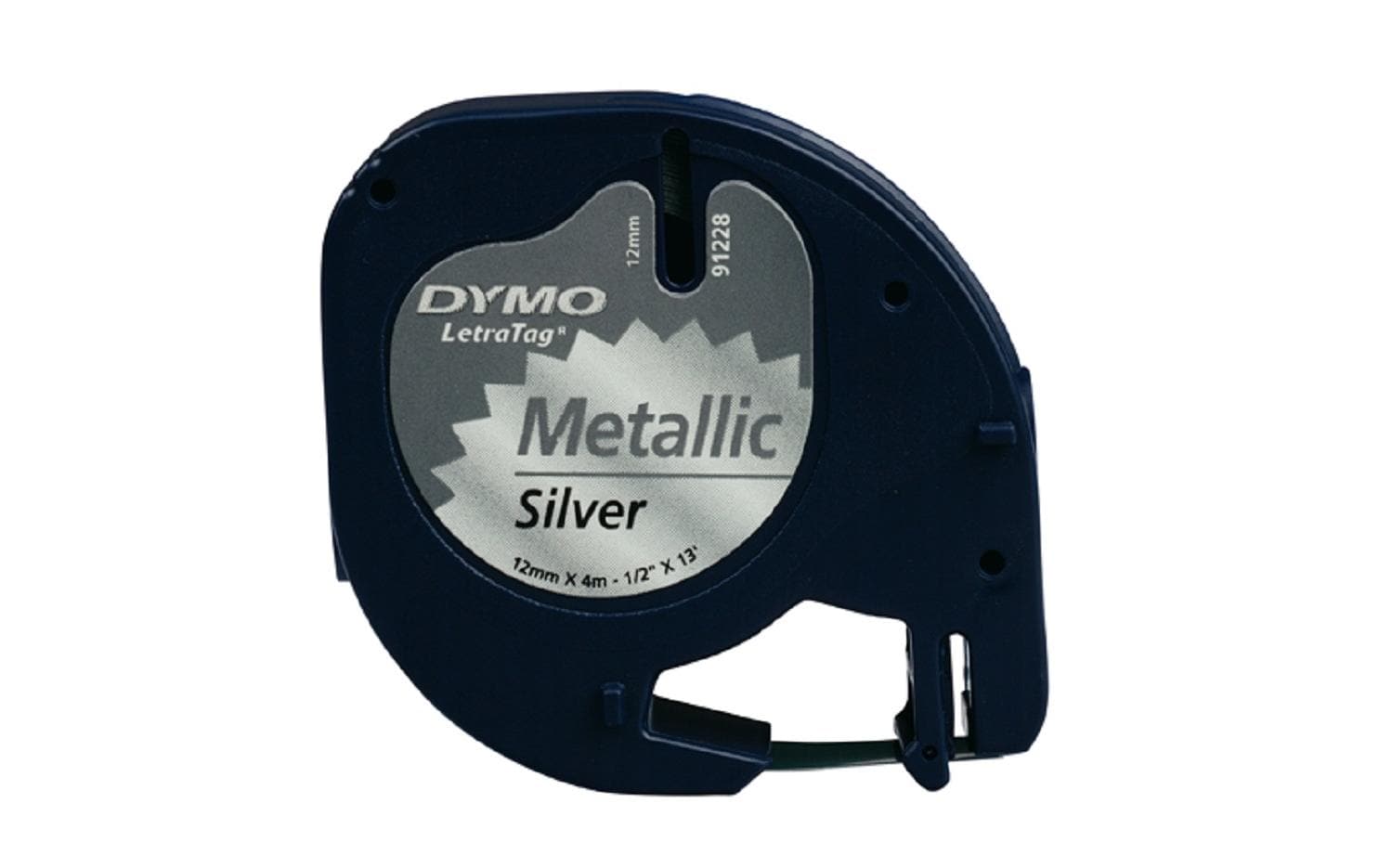 DYMO Schriftband – 12 mm × 4 m, silber, schwarz