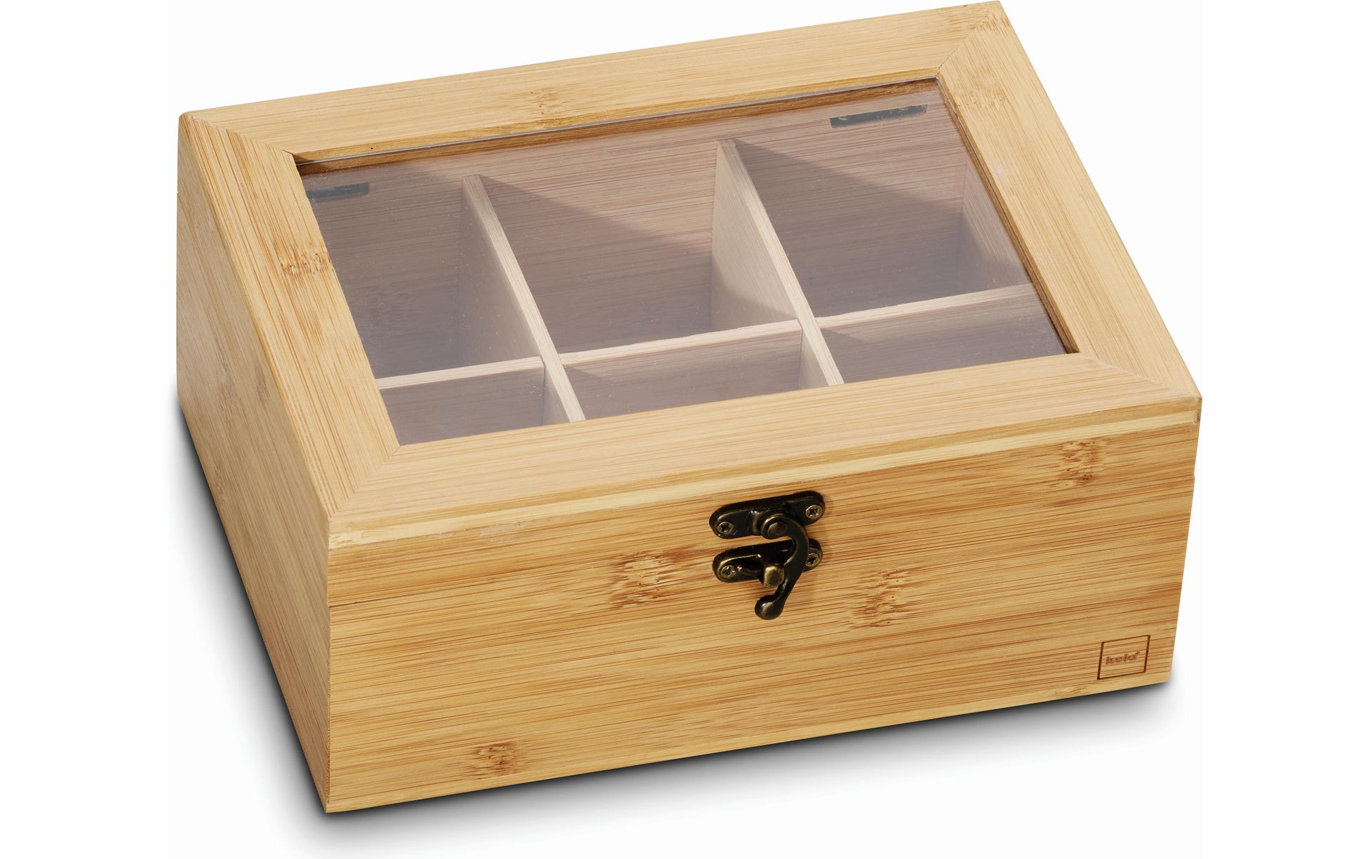 Kela Noa – Teebeutelbox Bambus/Kunststoff, 6 Fächer, 21 × 16 × 9 cm, Hellbraun