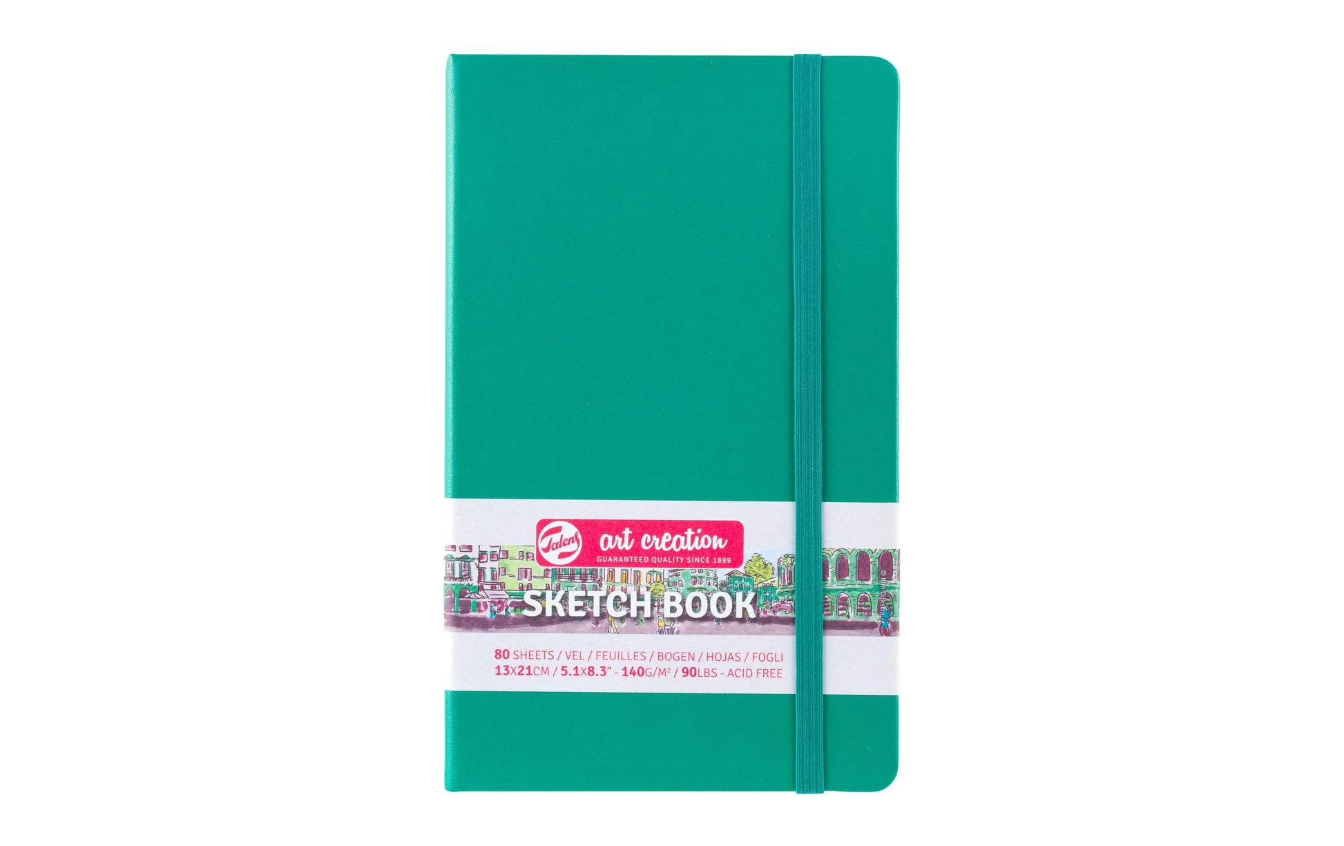 Talens Malbuch – 13 × 21 cm – 140 g/m² – Hardcover – mit Gummiband – 80 Seiten – Grün