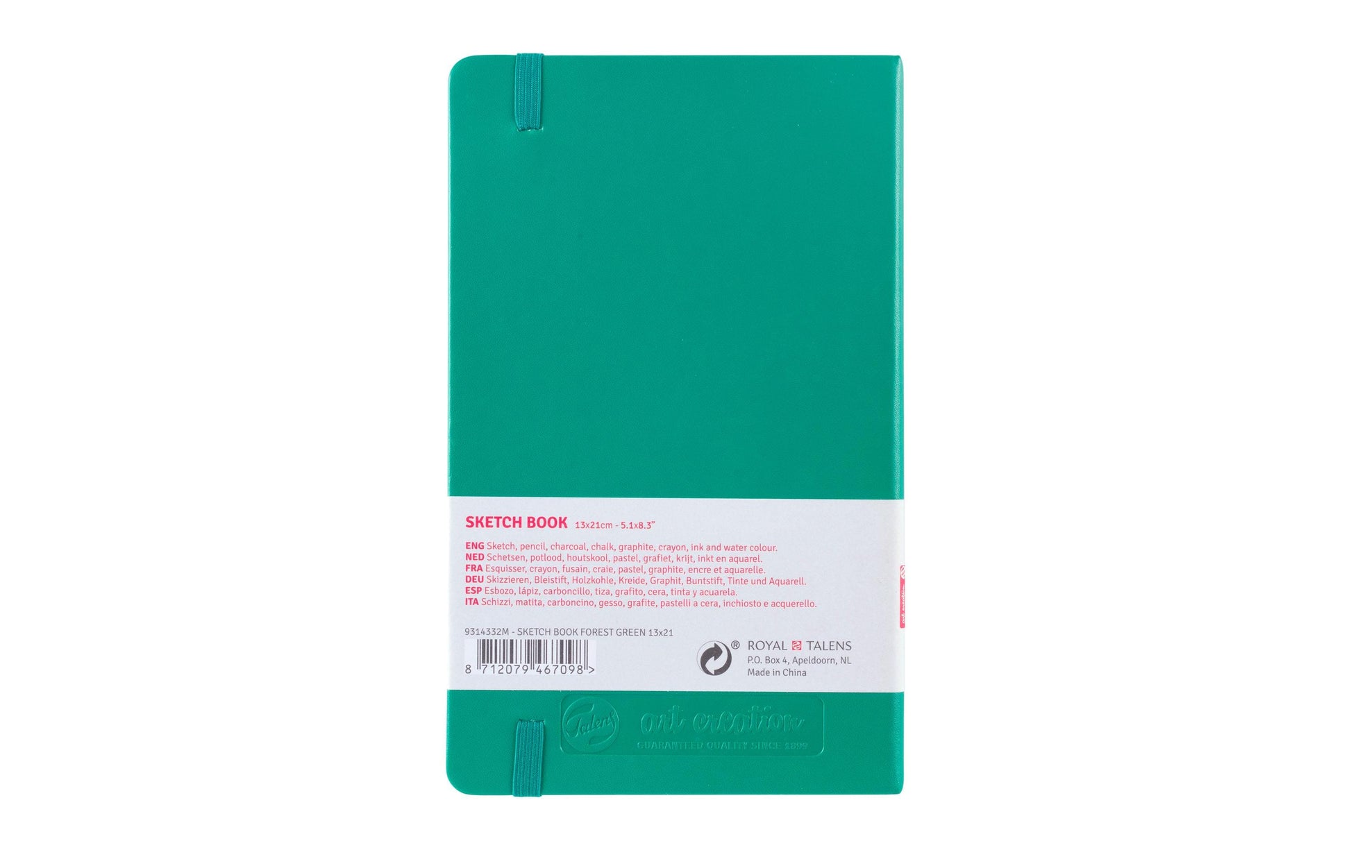 Talens Malbuch – 13 × 21 cm – 140 g/m² – Hardcover – mit Gummiband – 80 Seiten – Grün