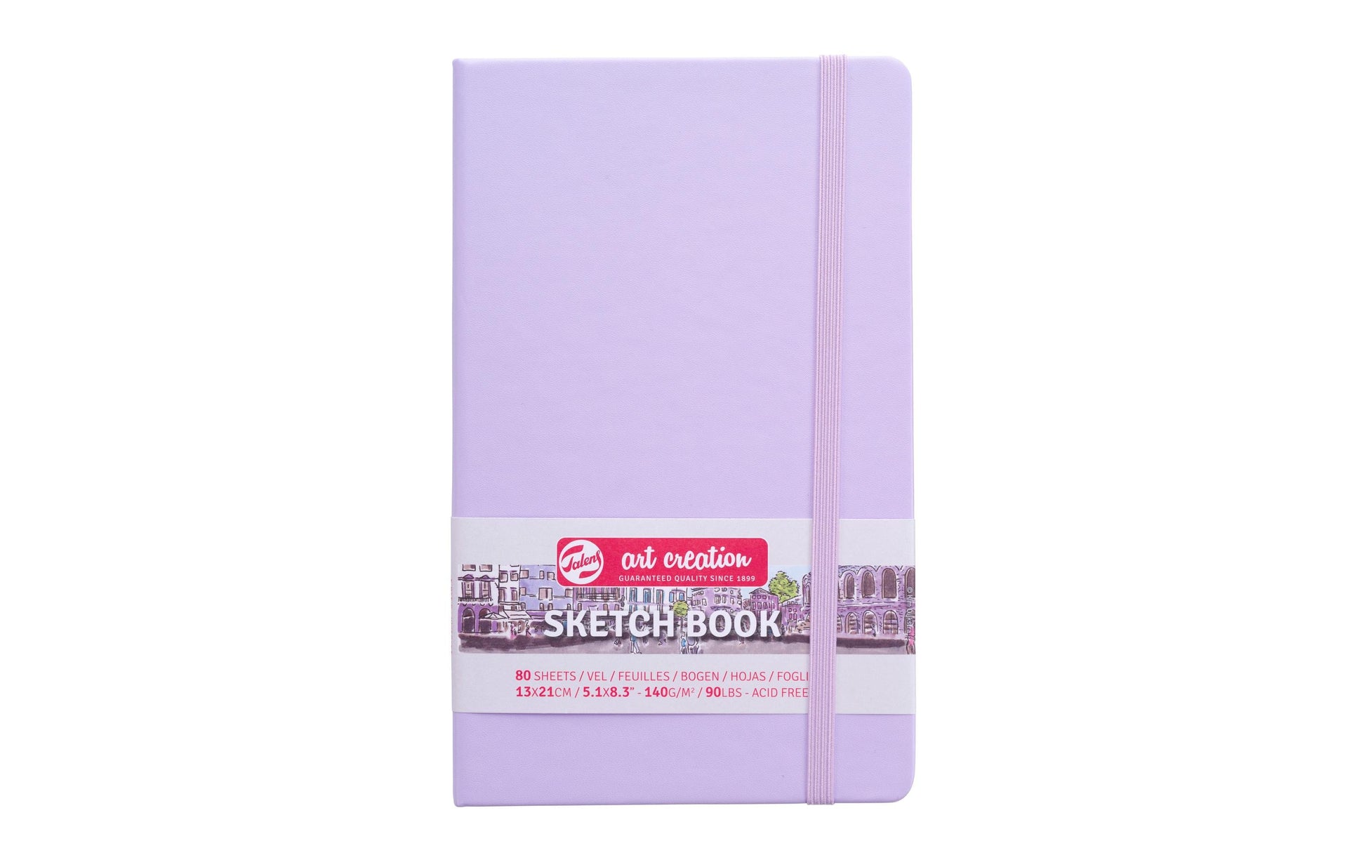 Talens Skizzenbuch – Hardcover – 80 Blätter – cremefarbenes Papier – Violett – für Mixed Media – mit Gummiband