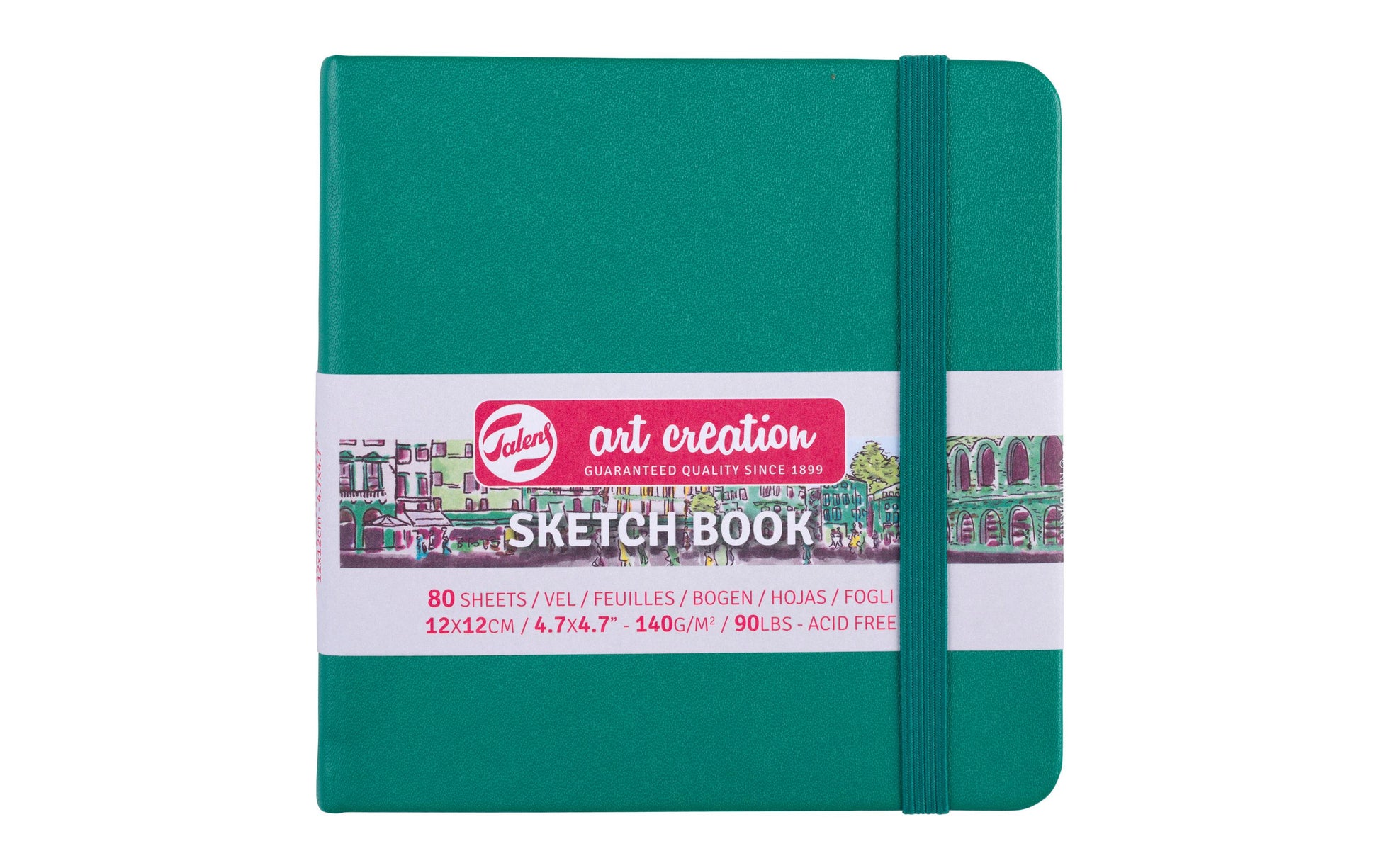 Talens Skizzenbuch – 140 g/m² – Hardcover mit Gummiband – 80 Blatt – cremefarbenes Papier – Waldgrün