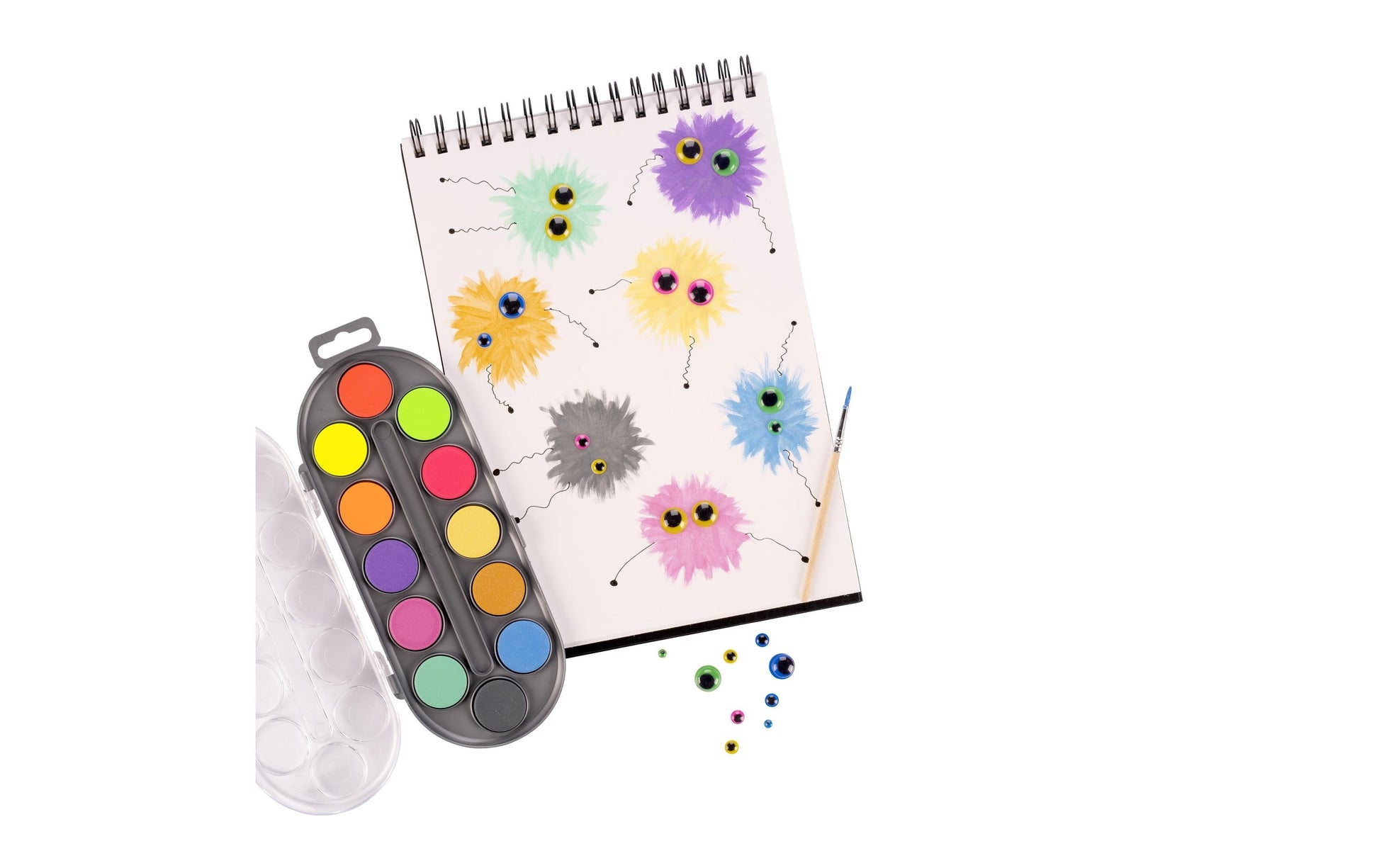Bruynzeel Aquarellfarben – Mehrfarbig, Metallic/Neon – 12 Farben, inklusive Pinsel