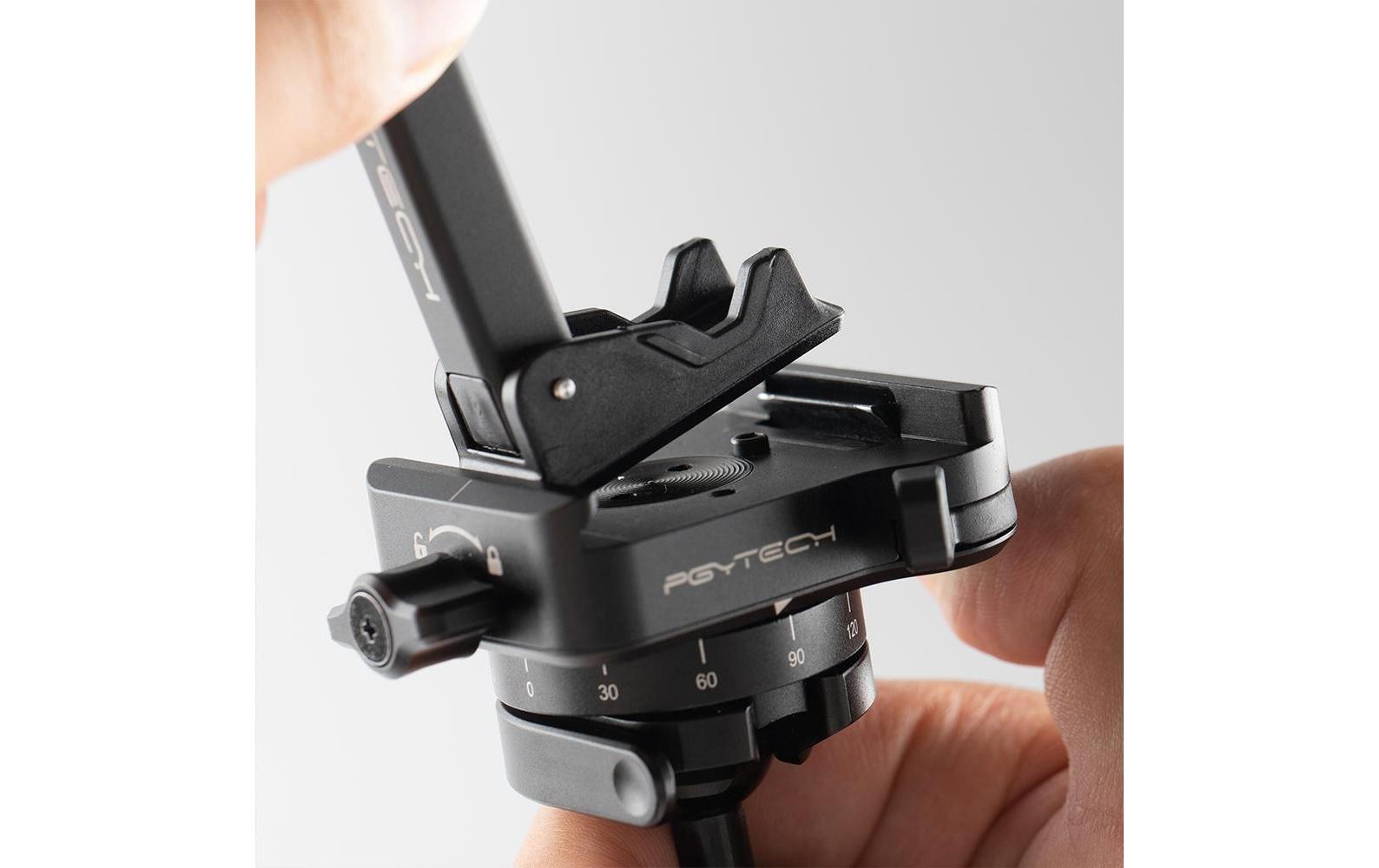 PGYTECH Mini-Halter, Schraubbefestigung, faltbar, bis 9 cm – universal – Schwarz, Aluminium