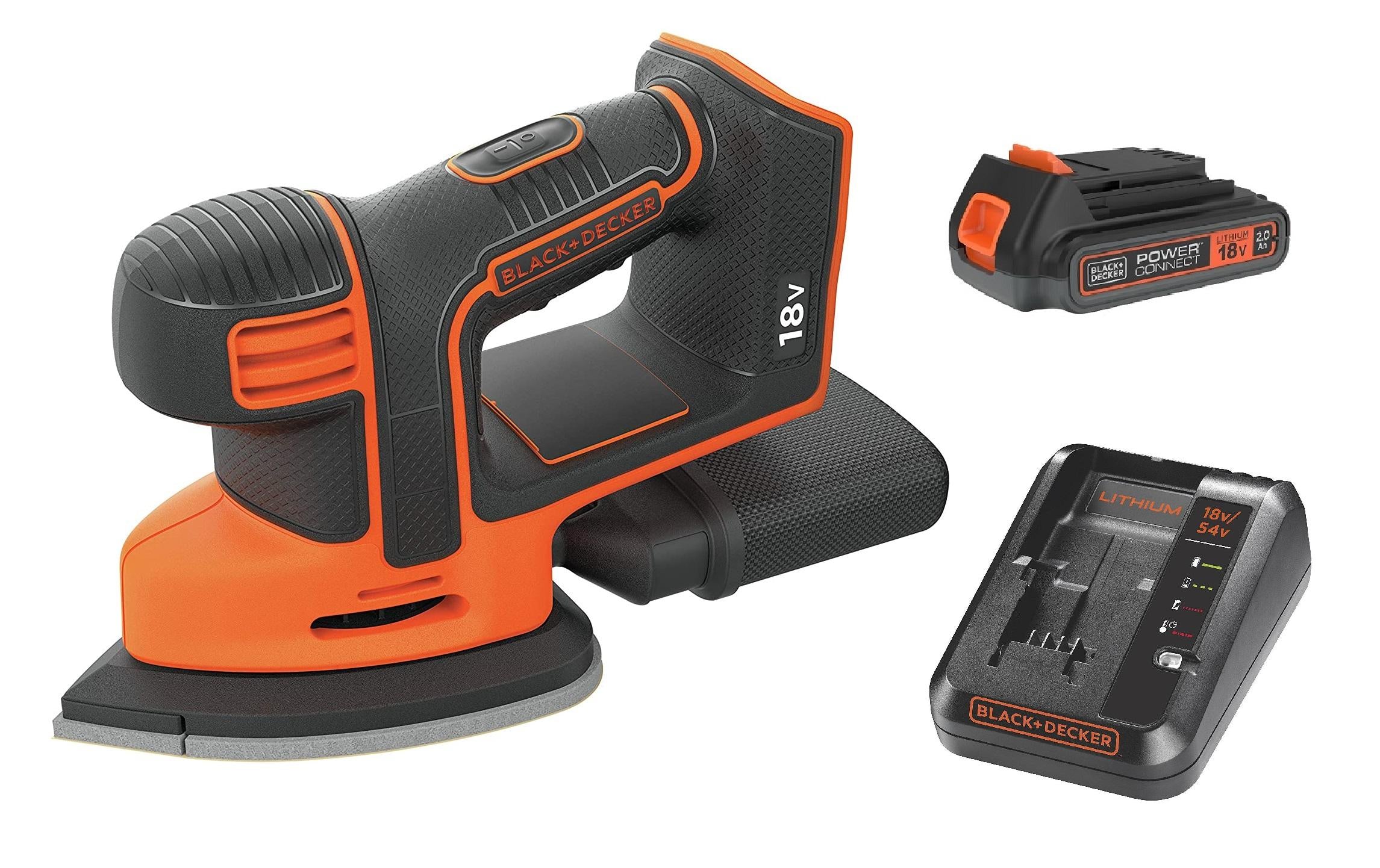 Black & Decker BLACK+DECKER Deltaschleifer – 18 V (POWERCONNECT) – Klettfix – mit Akku & Ladegerät